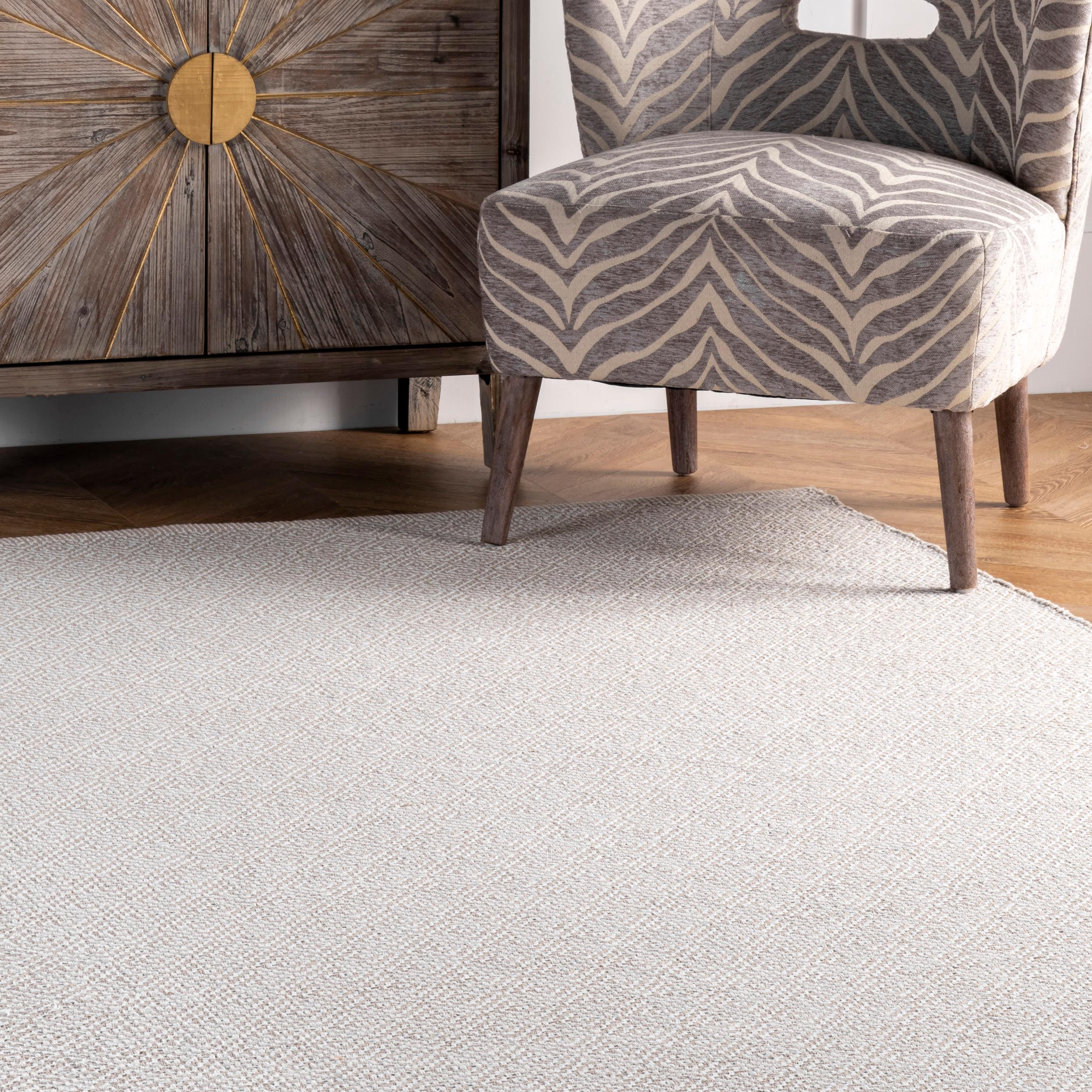 6'x9' Cotton Hand Loomed Lorretta Area Rug Taupe - nuLOOM: Modern Flat Pile Rectangle, Indoor Use, Canvas Backing