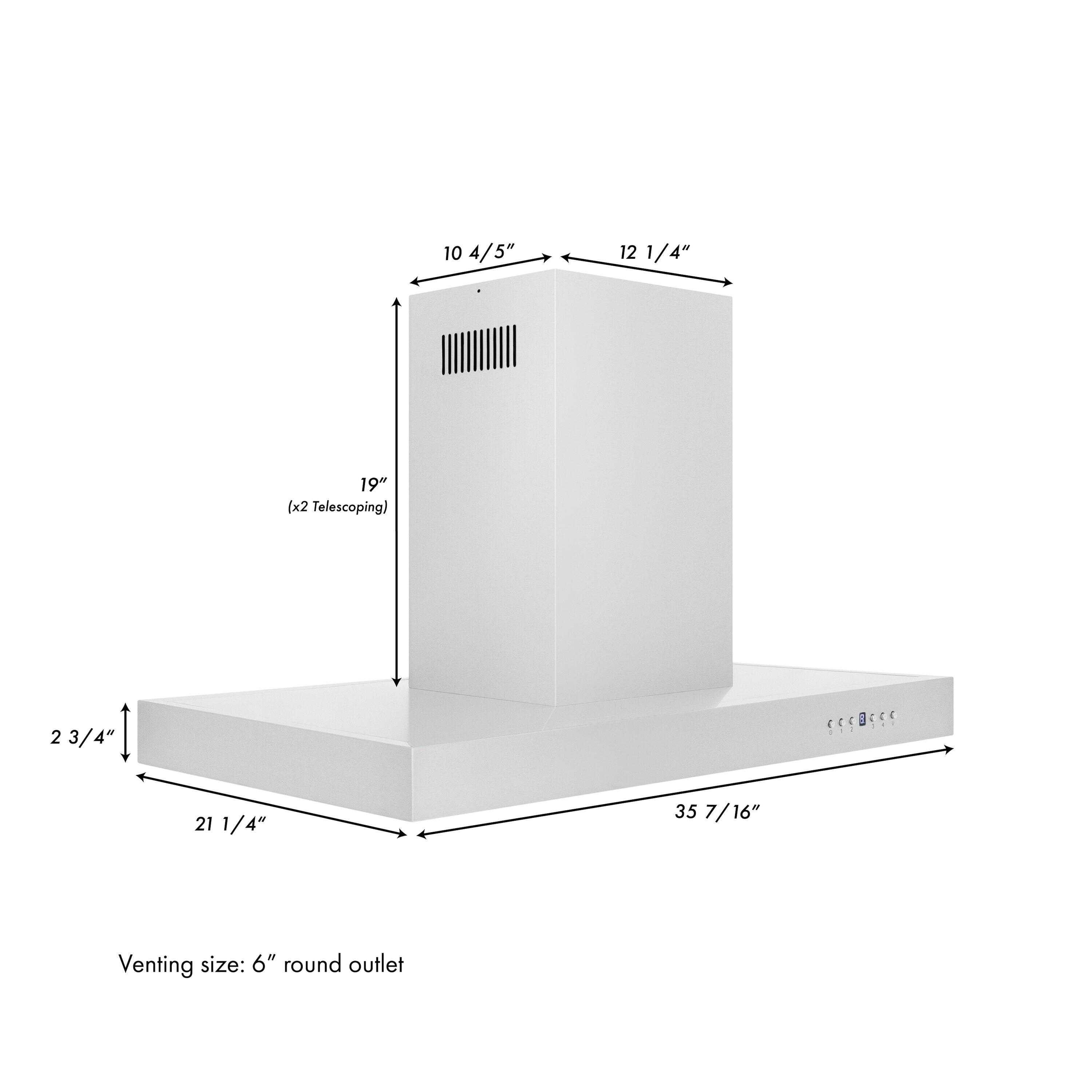 ZLINE ZLINE 36 in. Convertible Vent Isl& Mount Range Hood in Stainless Steel (KE2i-36)