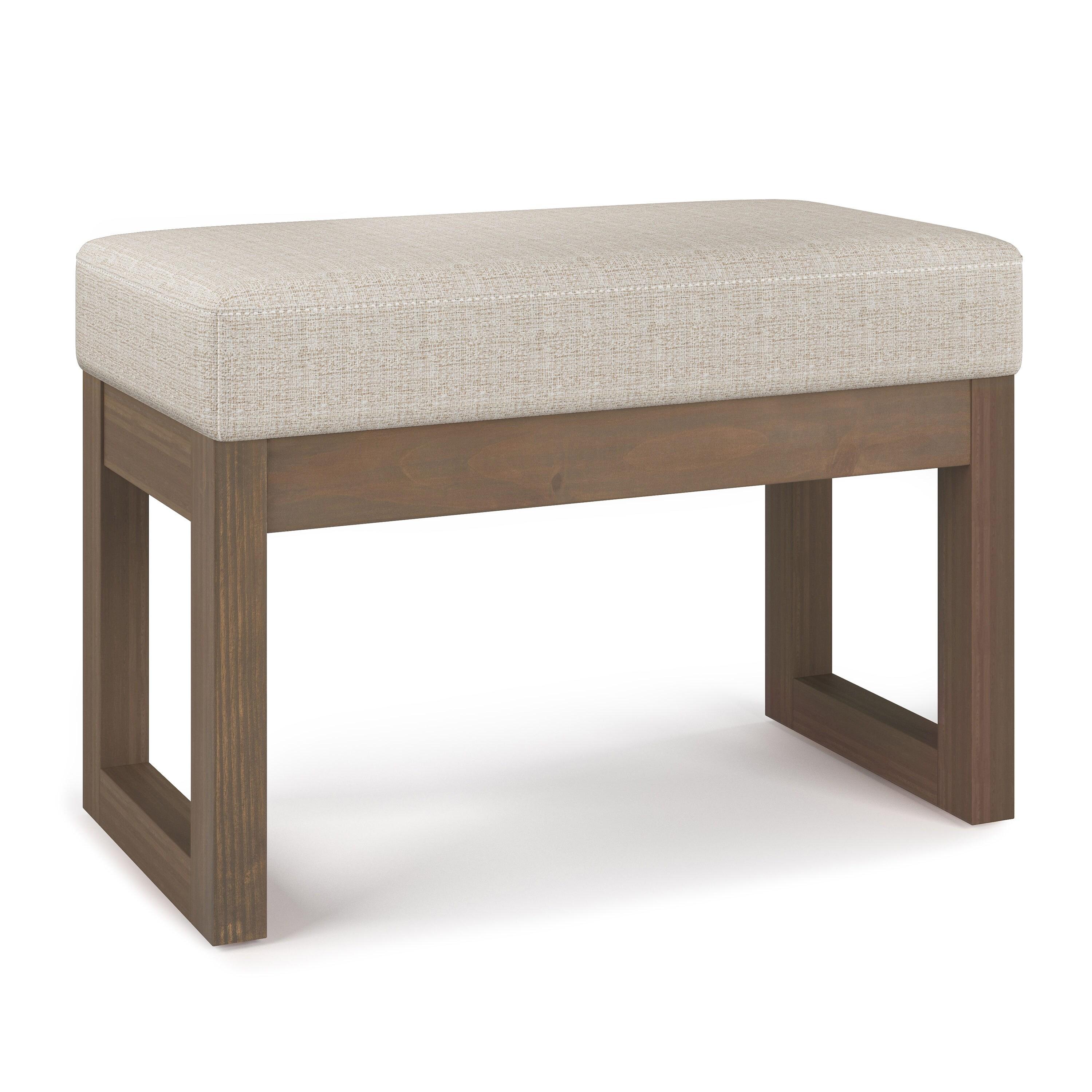 Simpli Home Milltown 26 in Wide Rectangle Footstool Small Ottoman Bench