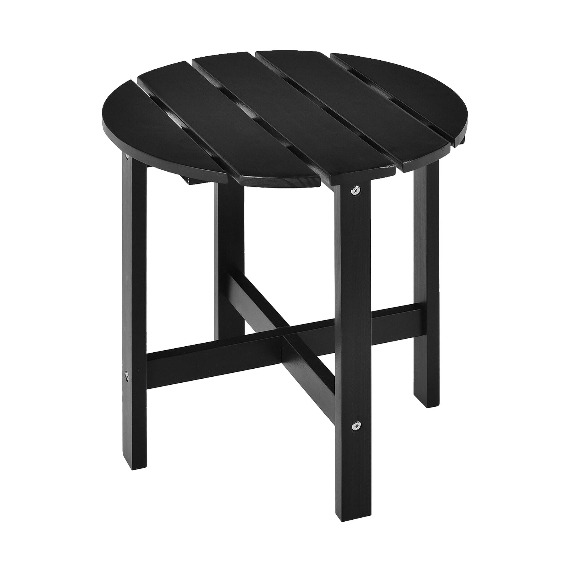 Costway 18'' Patio Round Side End Coffee Table Wooden Slat Garden Deck Black