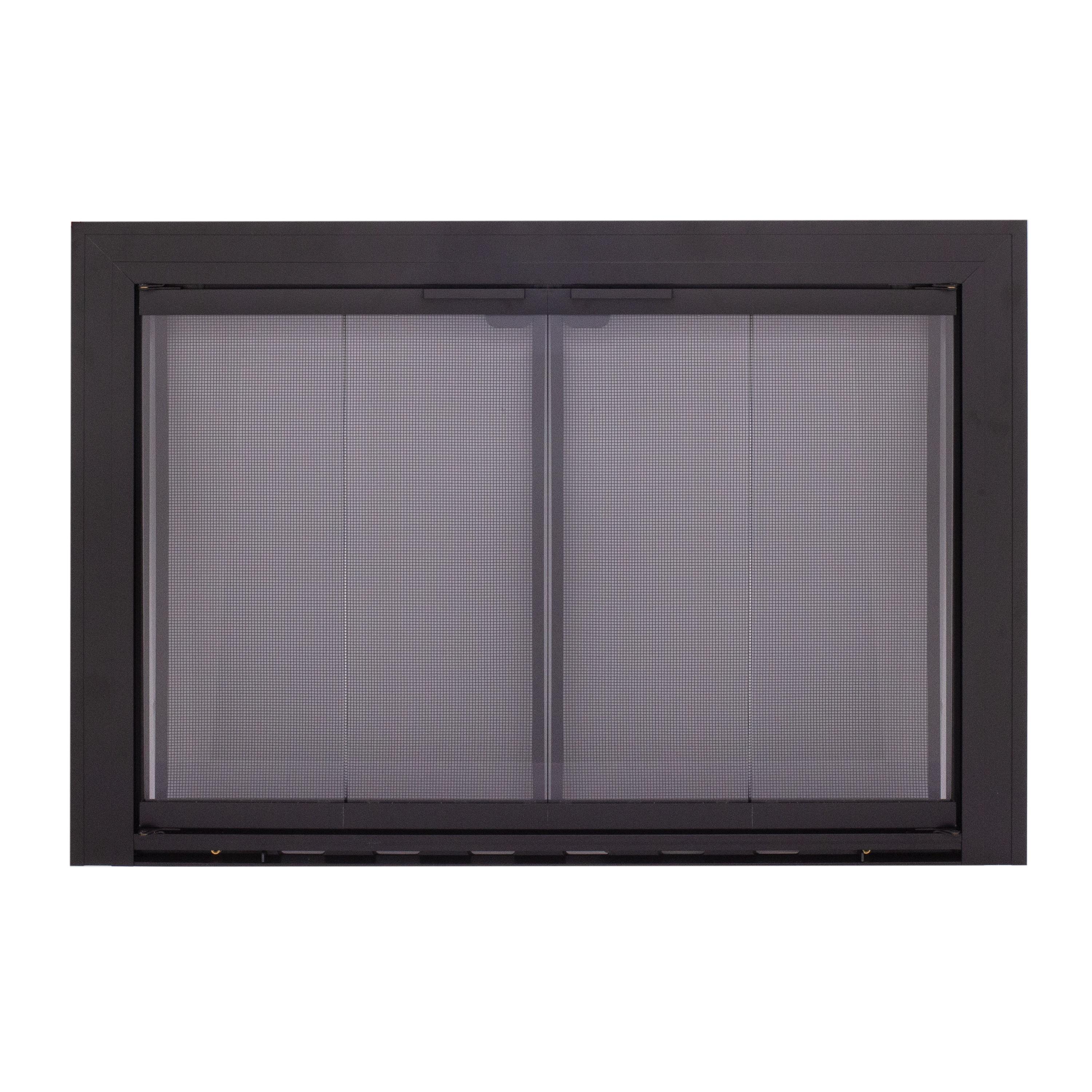 Pleasant Hearth Linear Aluminum Collection Fireplace Glass Door