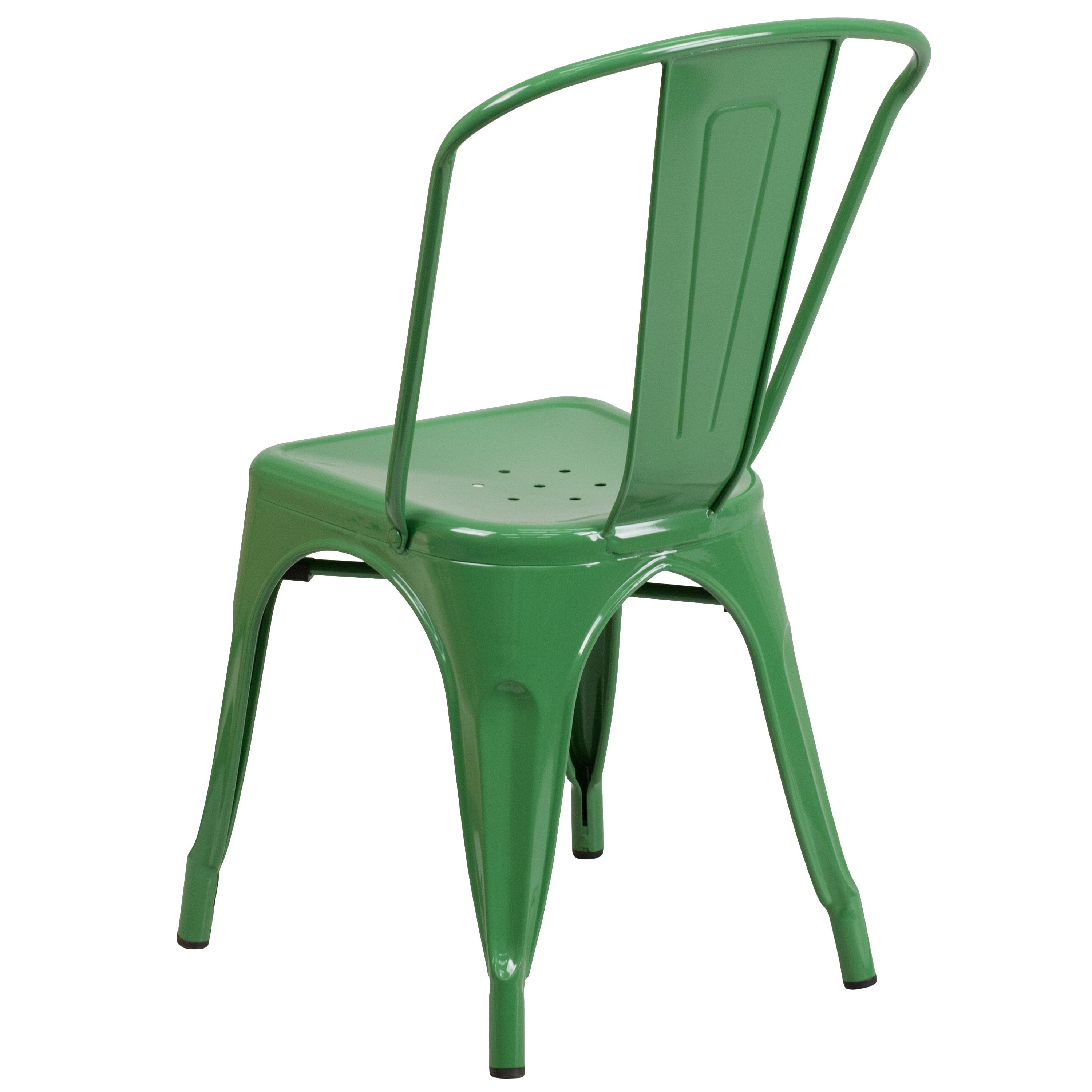 Flash Furniture Commercial Grade Green Metal Indoor-Outdoor Stackable Chair