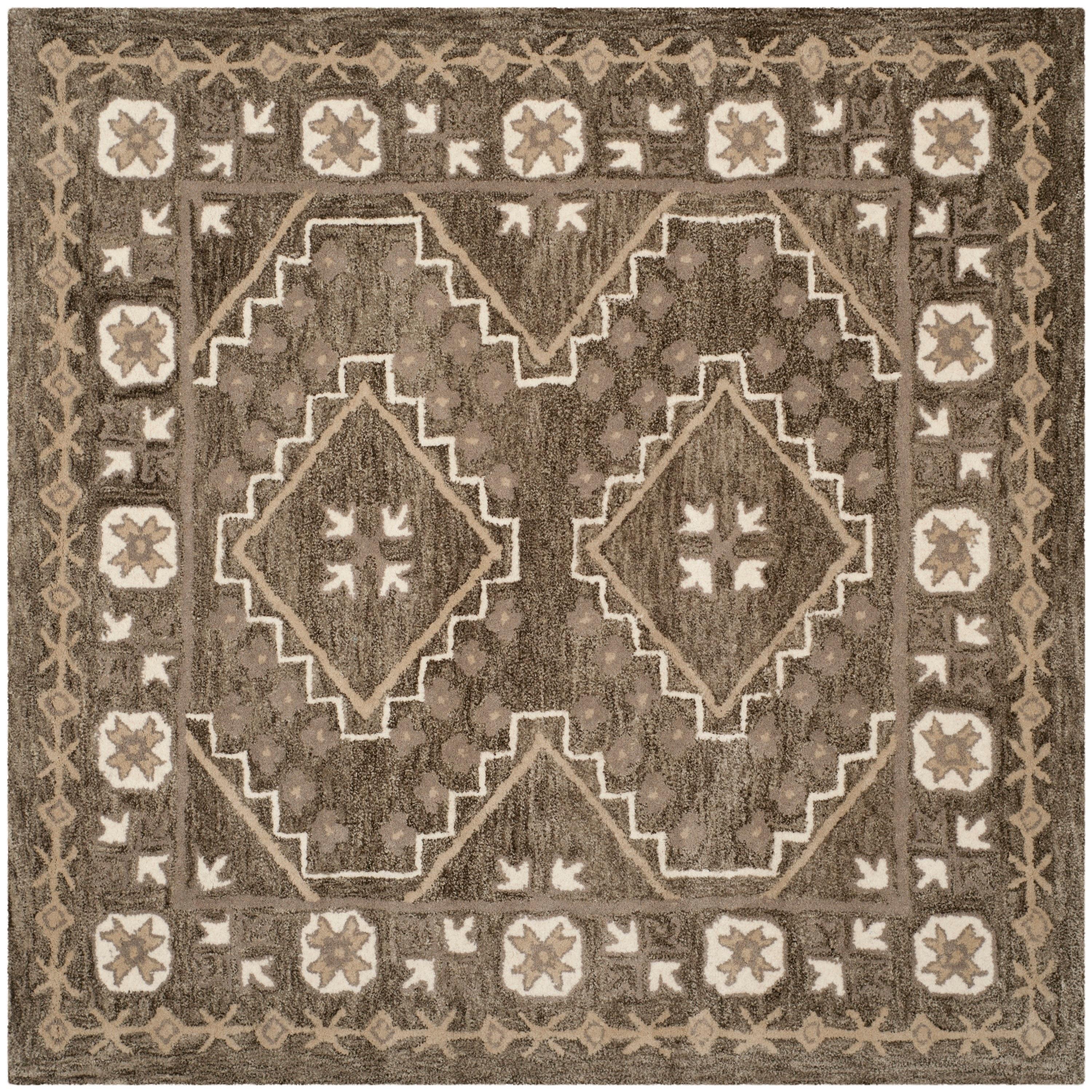 Bella BEL672 Hand Tufted Area Rug - Brown/Taupe - 5'x5' - Safavieh.