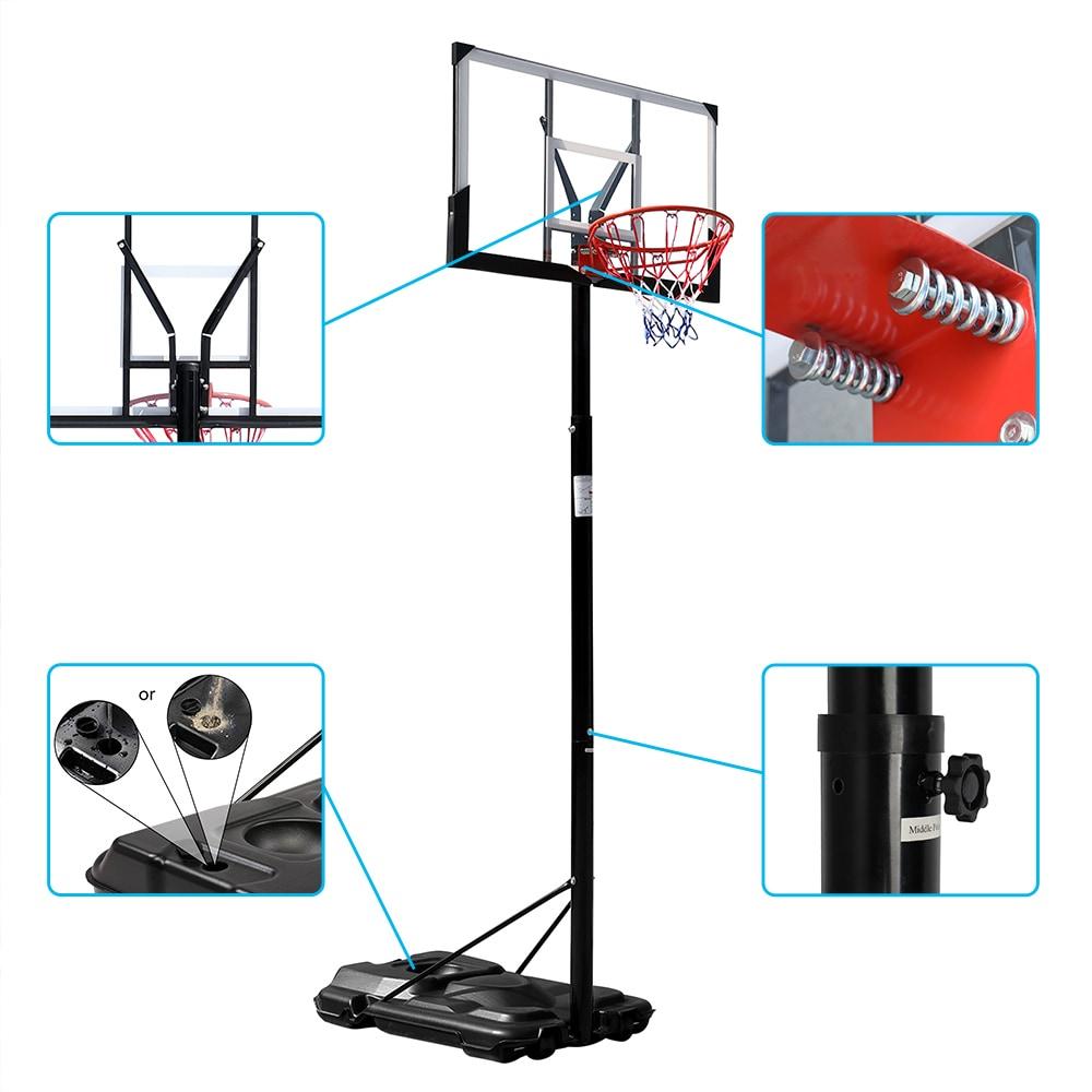 Ktaxon Portable Basketball Hoop Outdoor, Basketball Goal System 4.4-10ft Height Adjustable, 44inch Shatterproof Backboard, Gray Orange