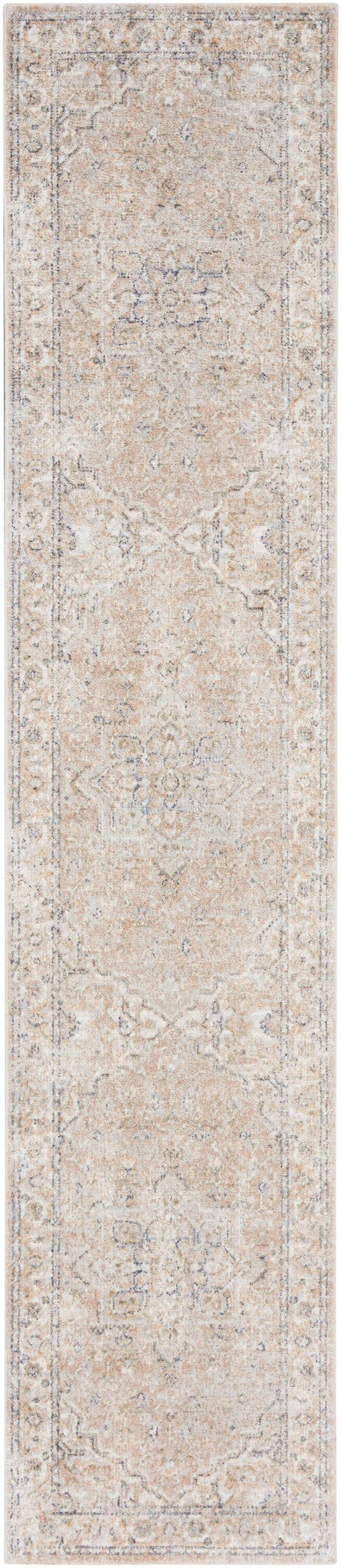 Nourison Astra Machine Washable Vintage Medallion Indoor Bathroom, Kitchen Runner Rug Beige 2'2" x 10'