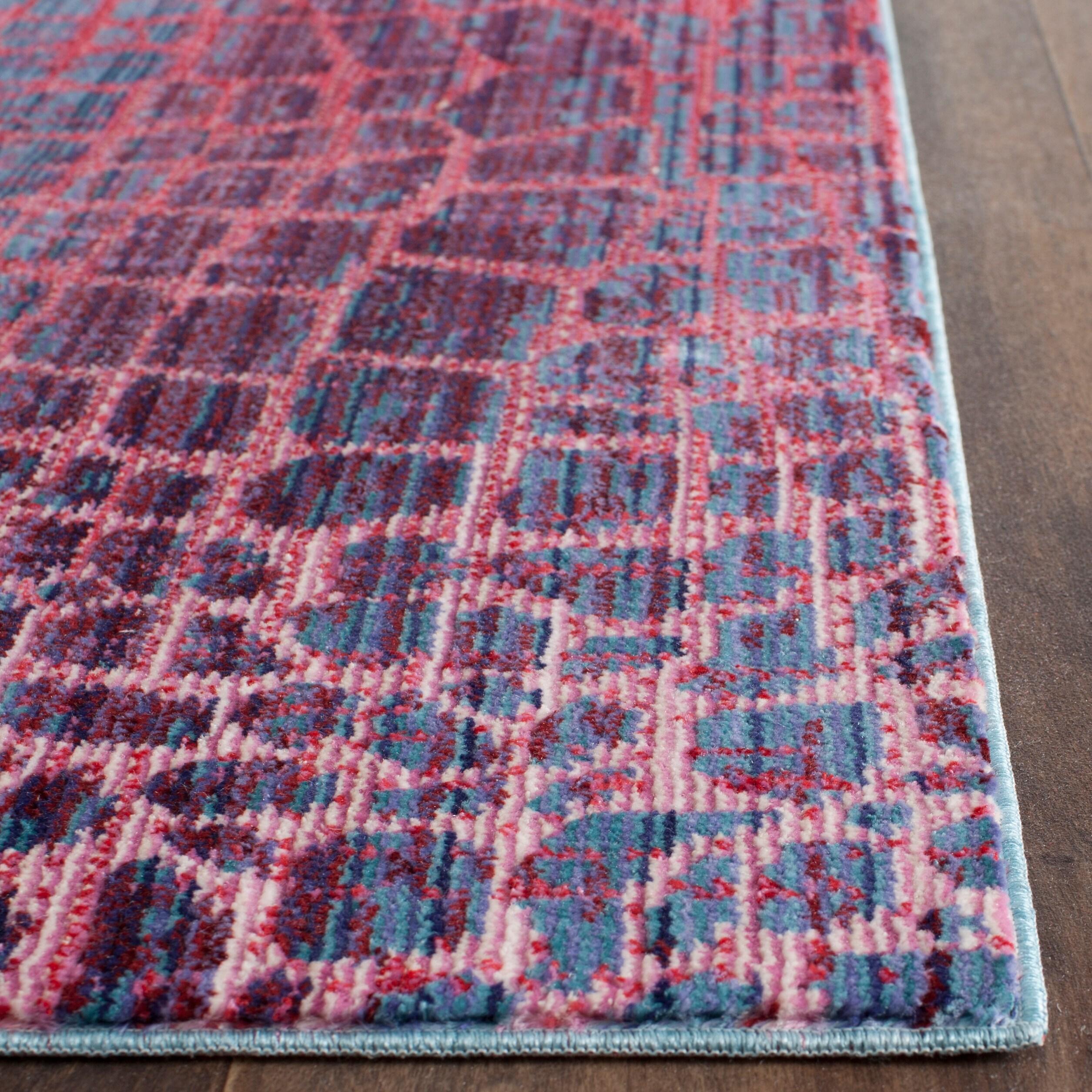 Valencia VAL204 Power Loomed Runner Rug - Blue/Fuchsia - 2'3"x10' - Safavieh.
