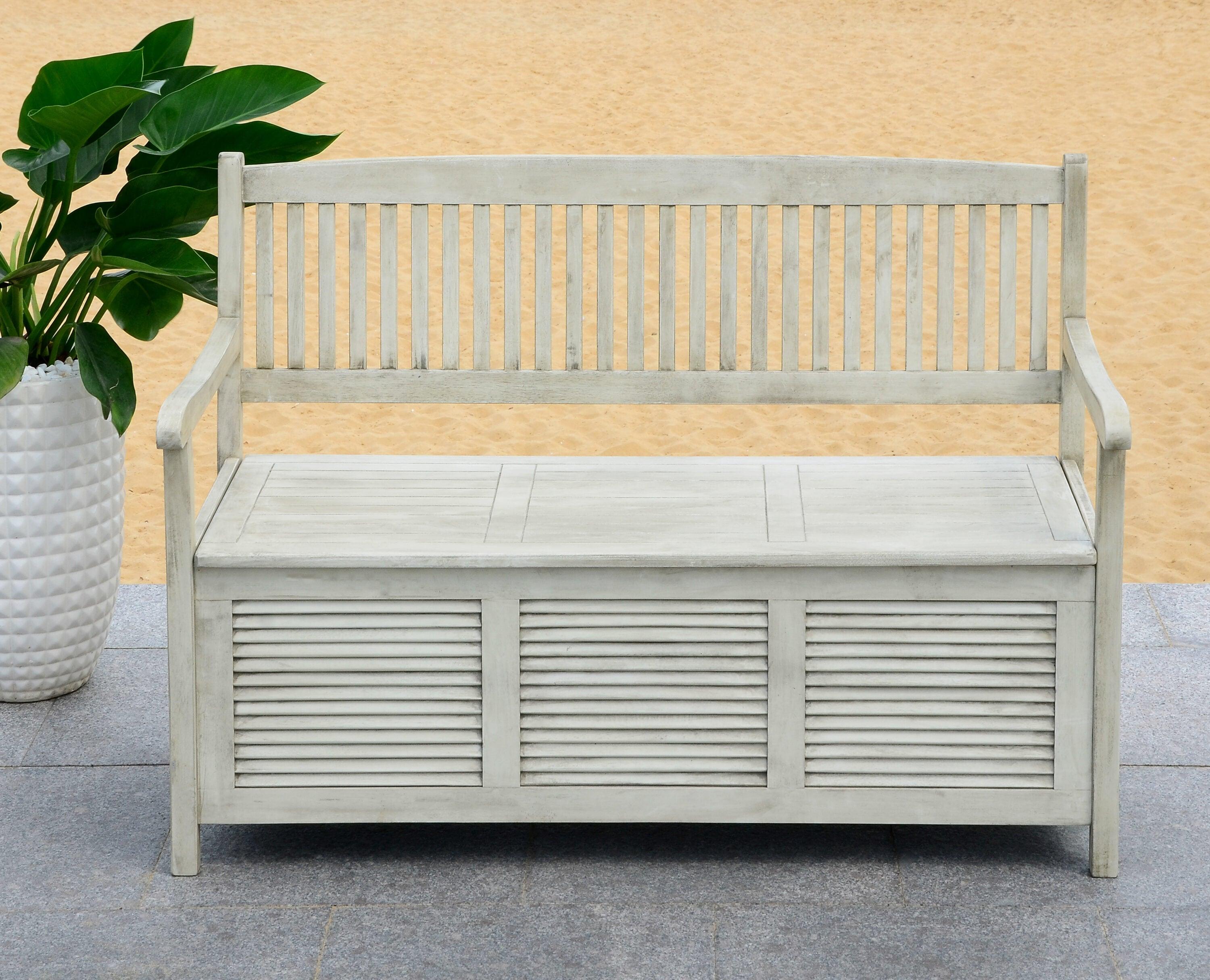 Brisbane Bench - Outdoor - PAT7017 - Distressed/White - Safavieh