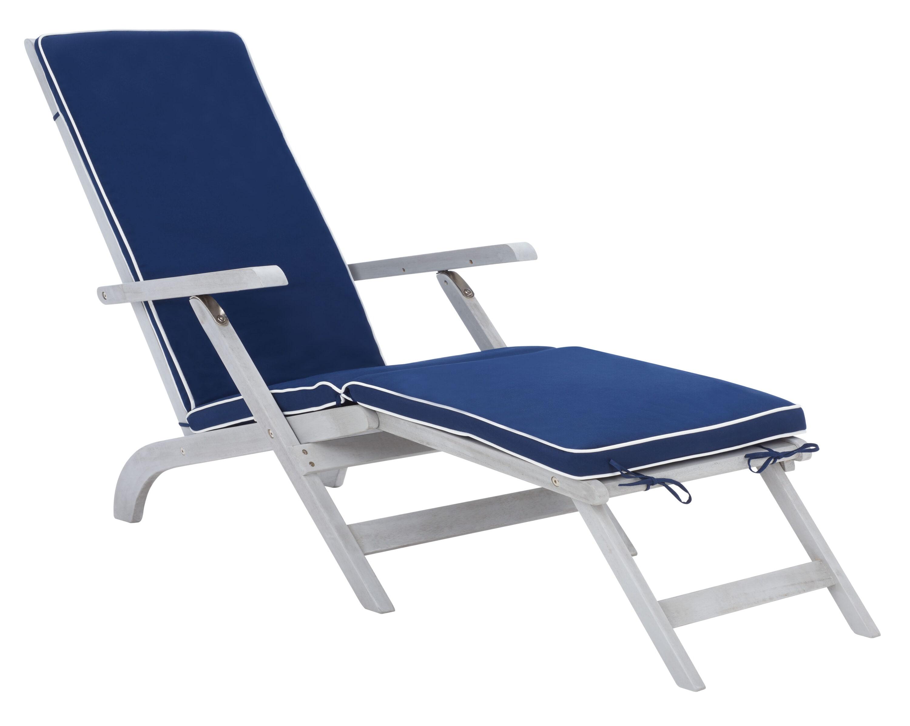 Palmdale Lounge Chair - Outdoor - PAT7015 - Grey/Navy -Safavieh