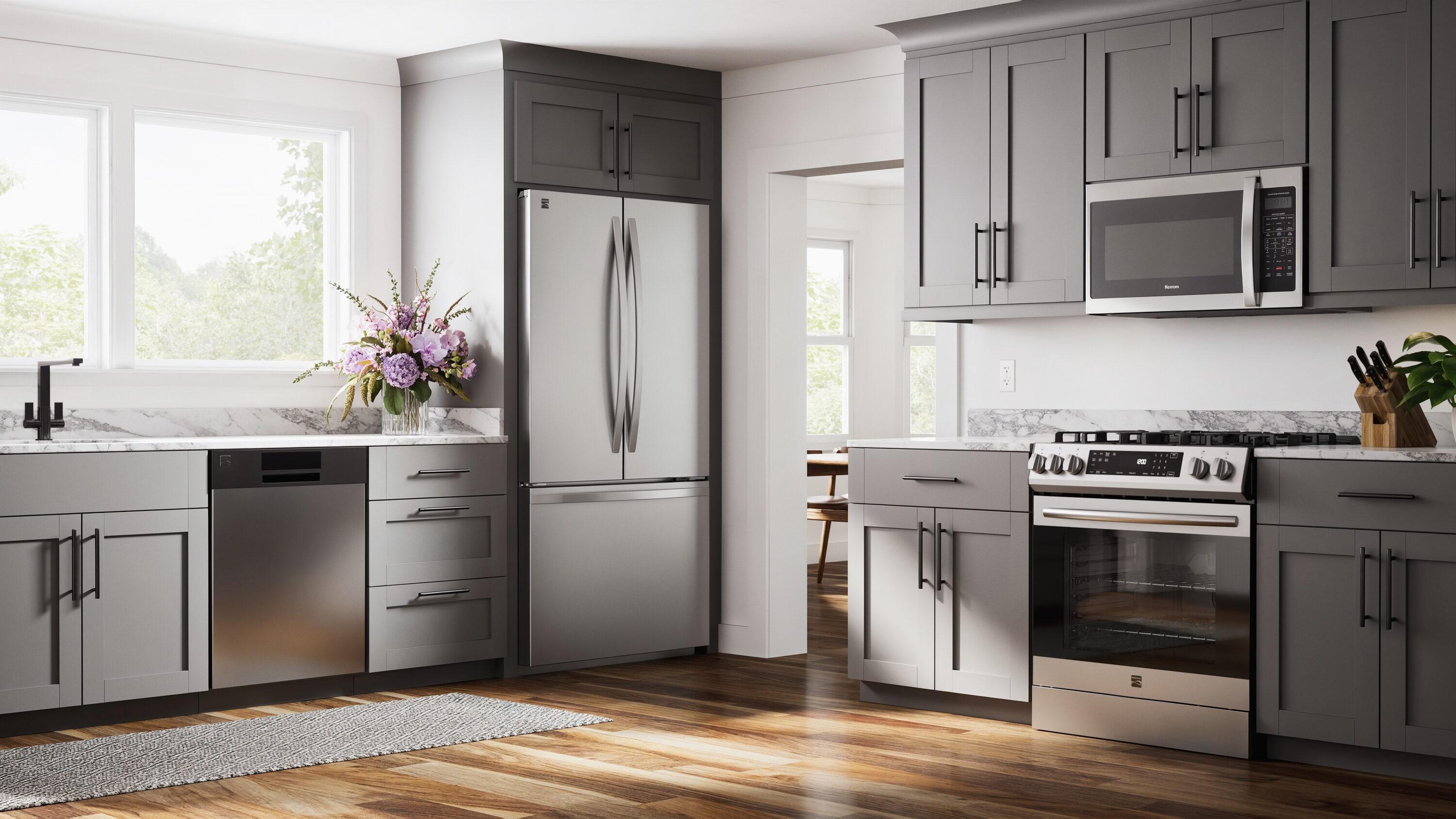 Kenmore 5.6 cu. ft. Front-Control Gas Range with 5 Burners and Hidden Bake Stainless Steel