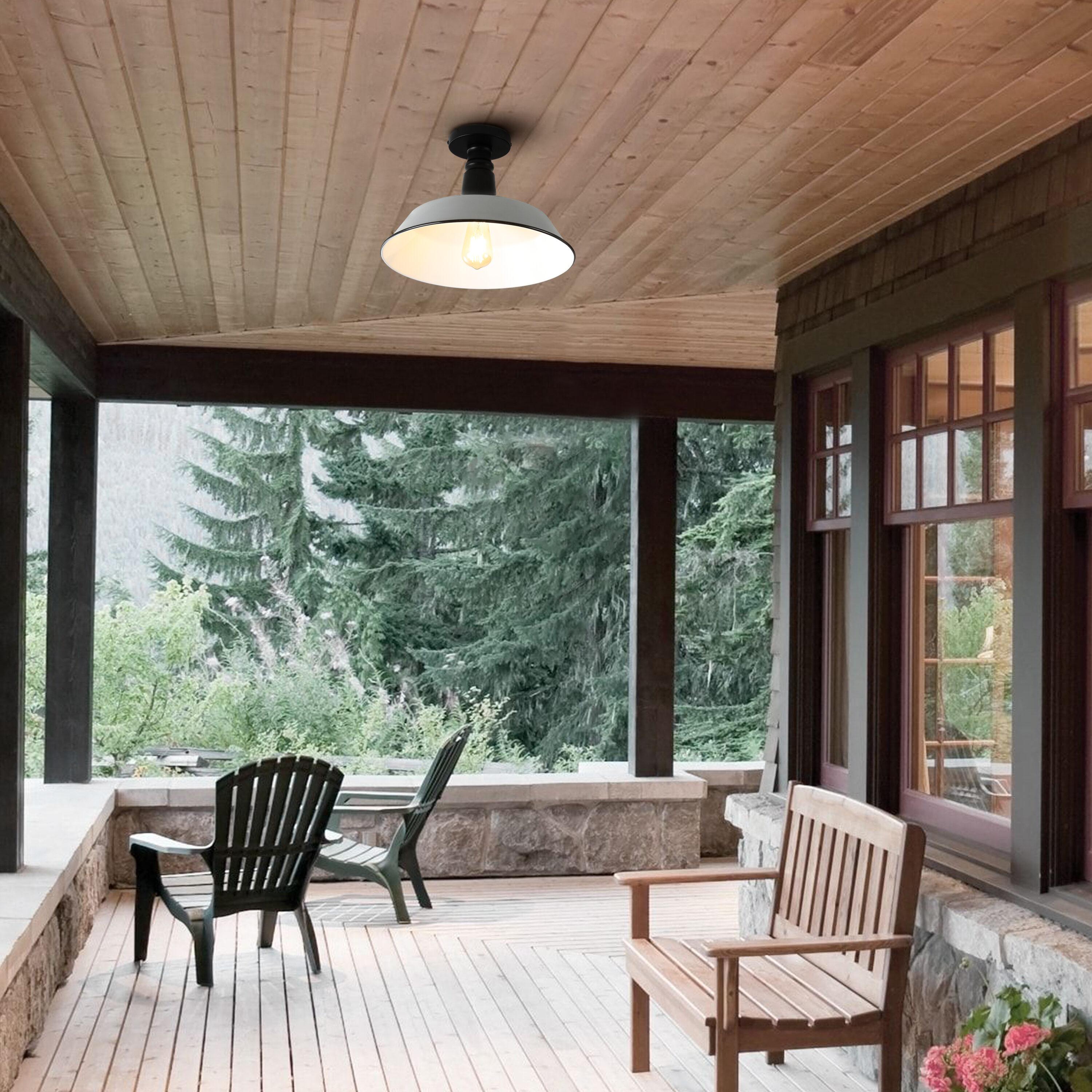 Gray and White Glass Industrial Semi Flush Mount Light