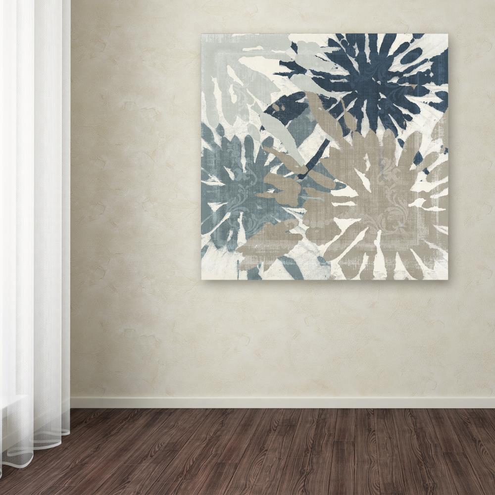 Large Blue and Tan Abstract Canvas Print for Kids' Nursery