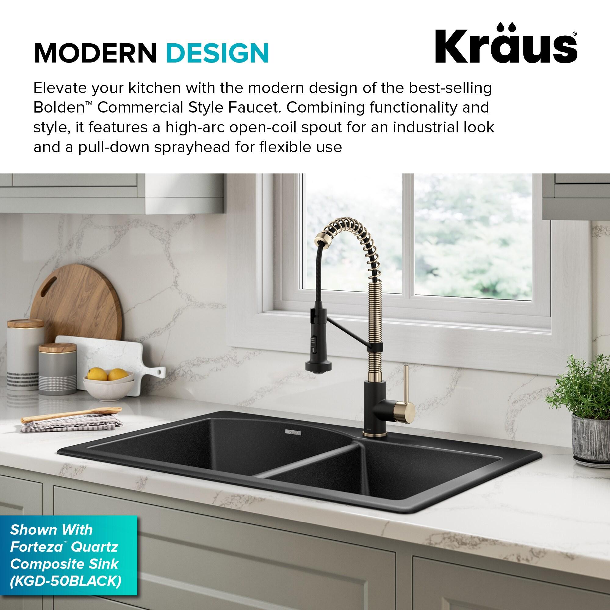 KRAUS Bolden Commercial Style 2-Function Single Handle Pull Down Kitchen Faucet