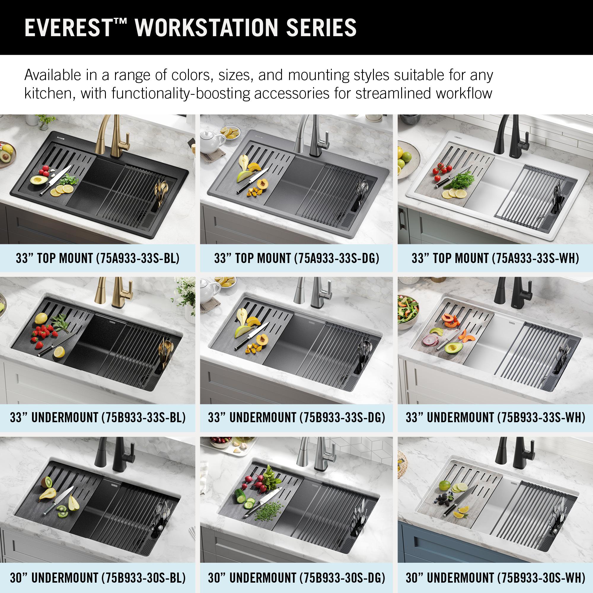 DELTA Everest™ 32" L Granite Composite Workstation Kitchen Sink Undermount Single Bowl with WorkFlow™ Ledge