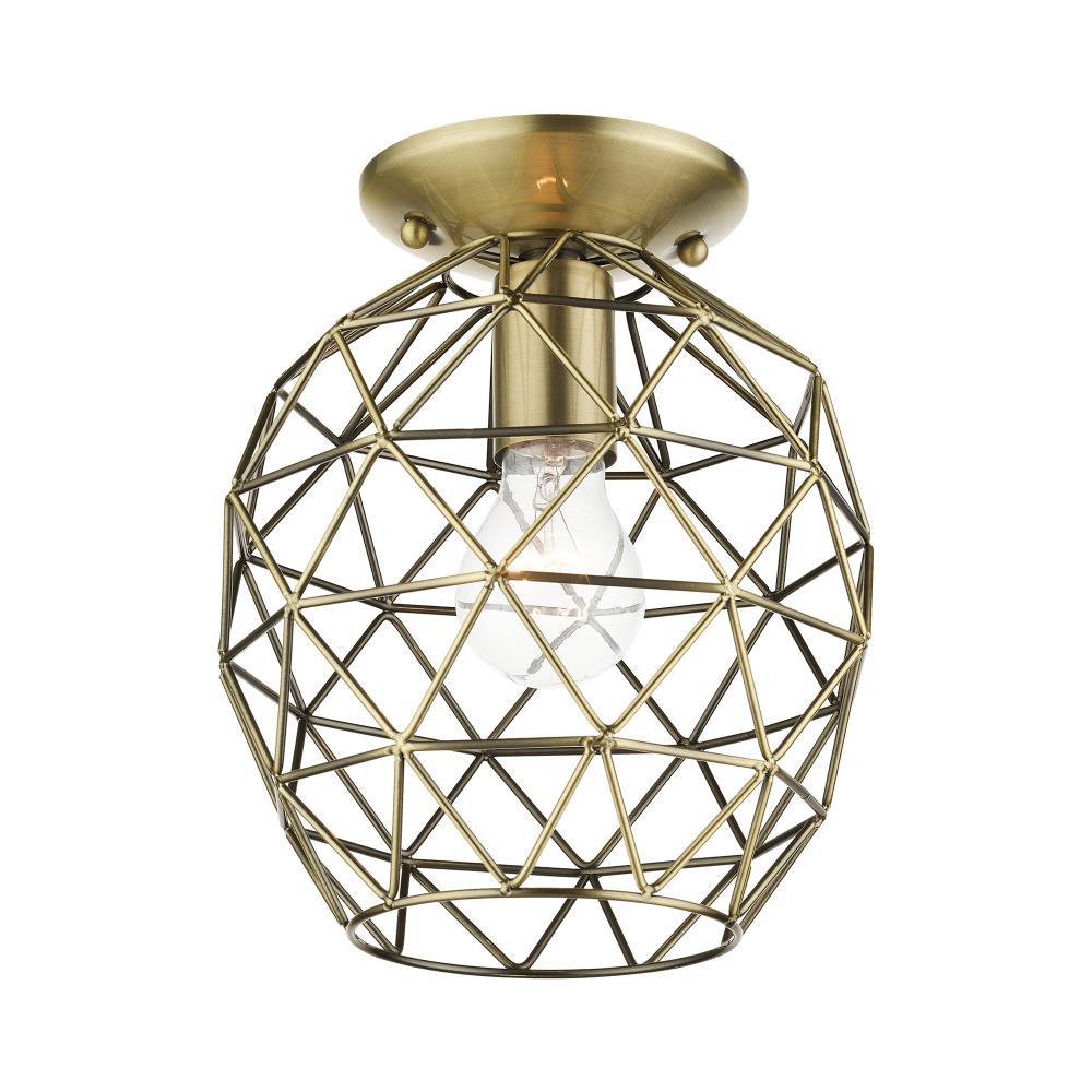 Livex Lighting Geometrix 1 - Light Flush Mount in  Antique Brass