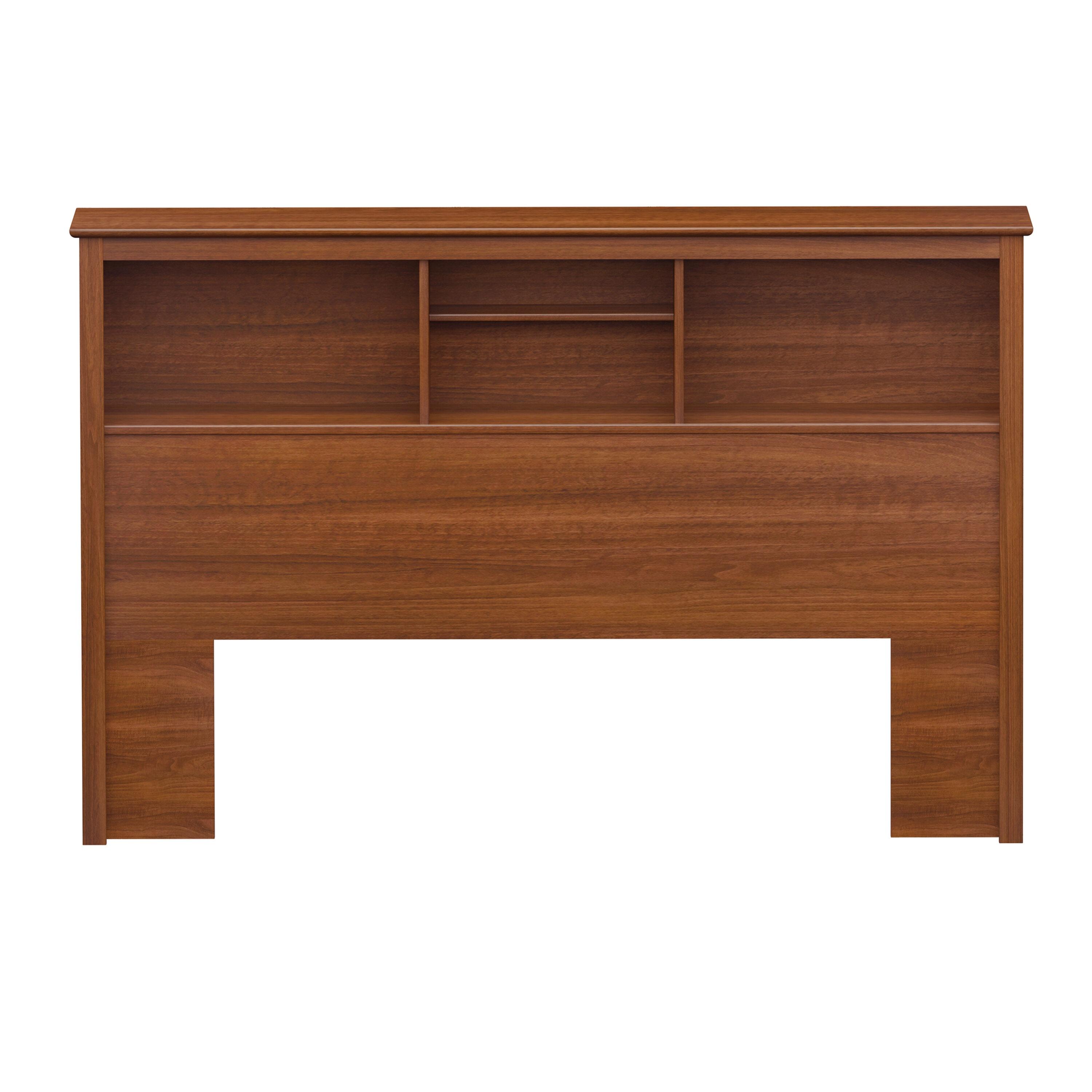 Prepac Monterey Headboard Double/Queen Cherry: Wood Composite, Built-In Bookshelf, No Box Spring Needed