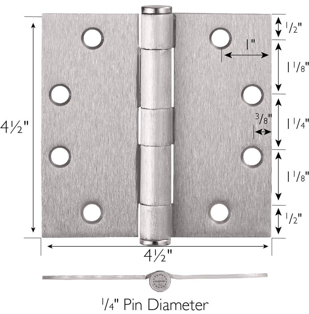 Satin Nickel 4.5-inch x 4.5-inch Square Steel Door Hinges 12-Pack