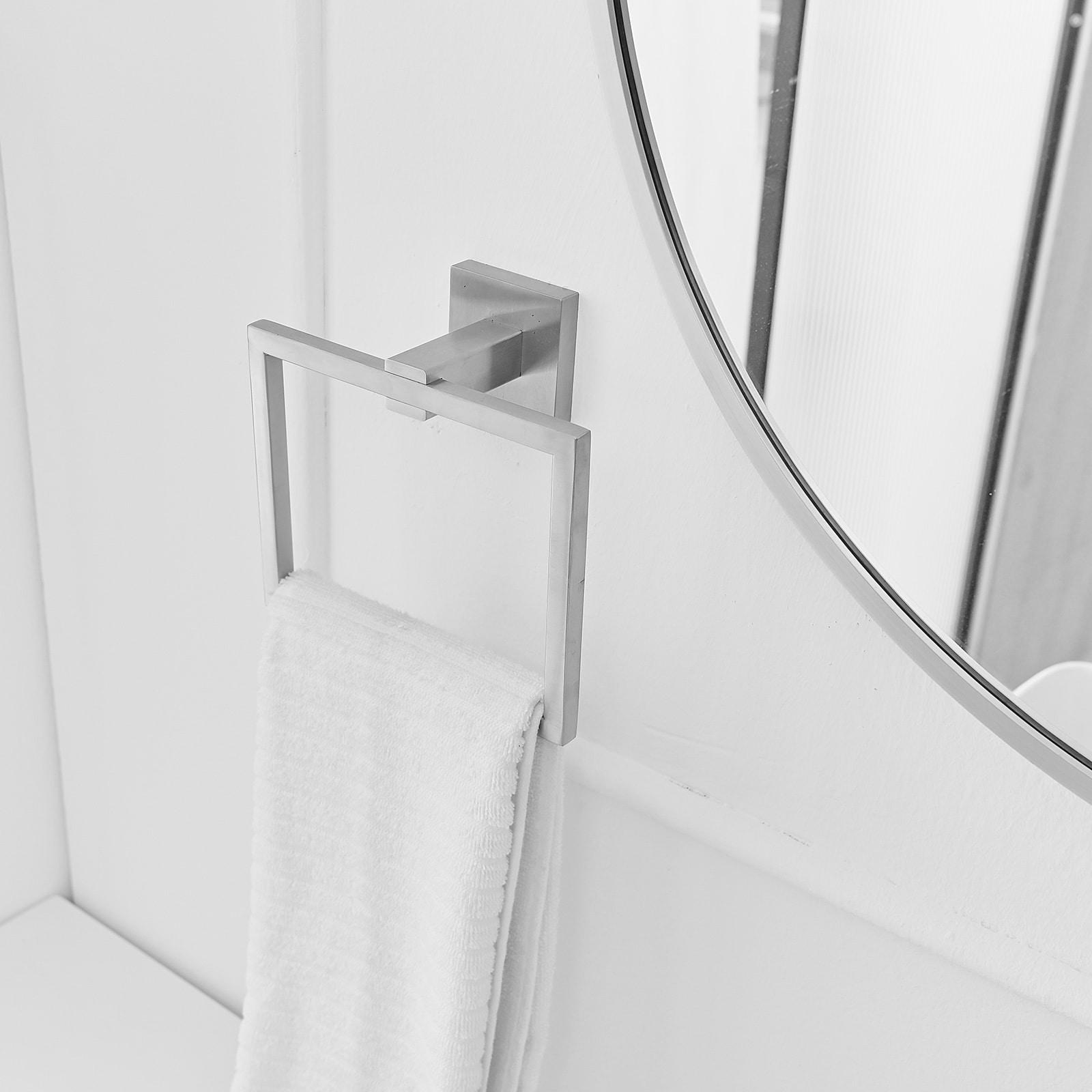 Bath Towel Ring Bathroom Hand Towel Holder Stainless Steel Square Towel Hangers Wall Mounted