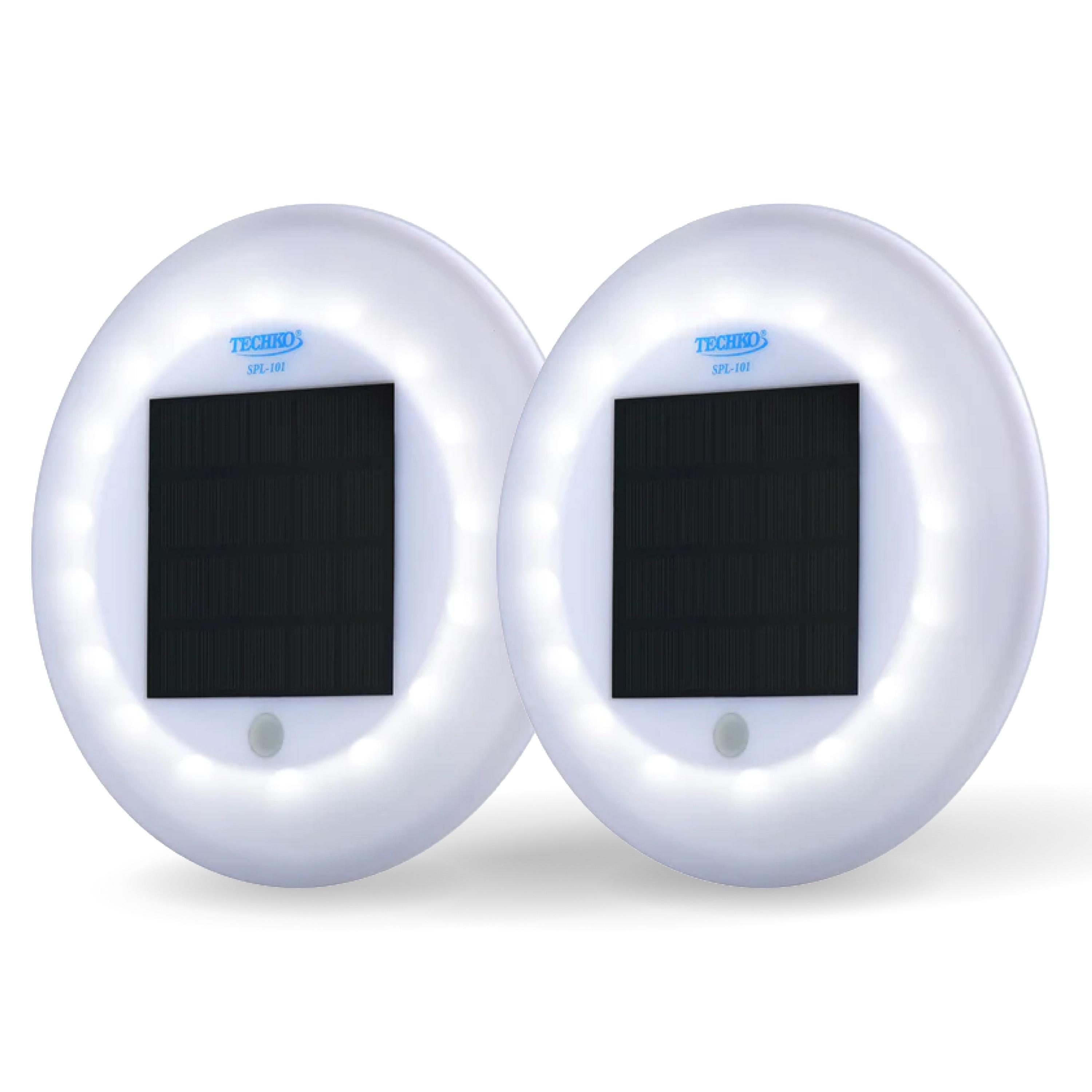 Techko Solar Powered Integrated LED Outdoor Floating Pool Light (Set of 2)