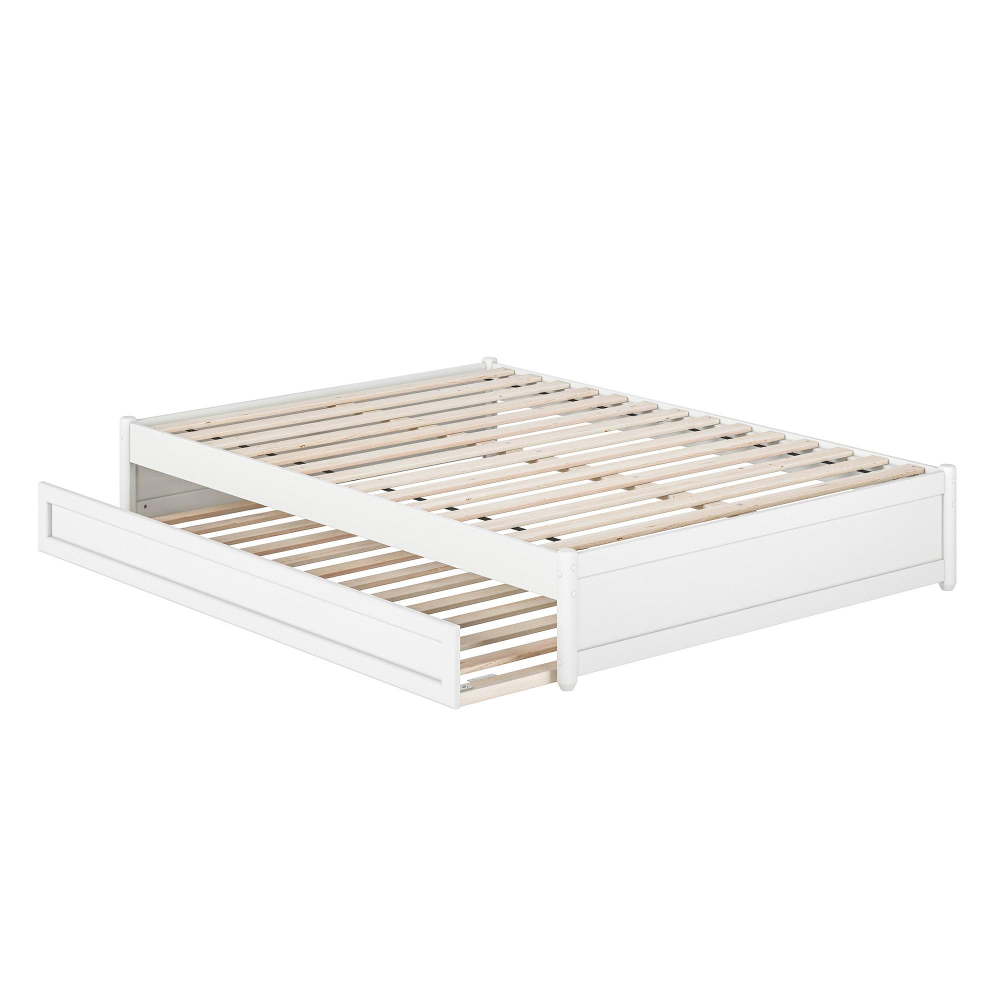 AFI Furnishings AFI Barcelona Full Solid Wood Panel Platform Bed with Twin Trundle in White