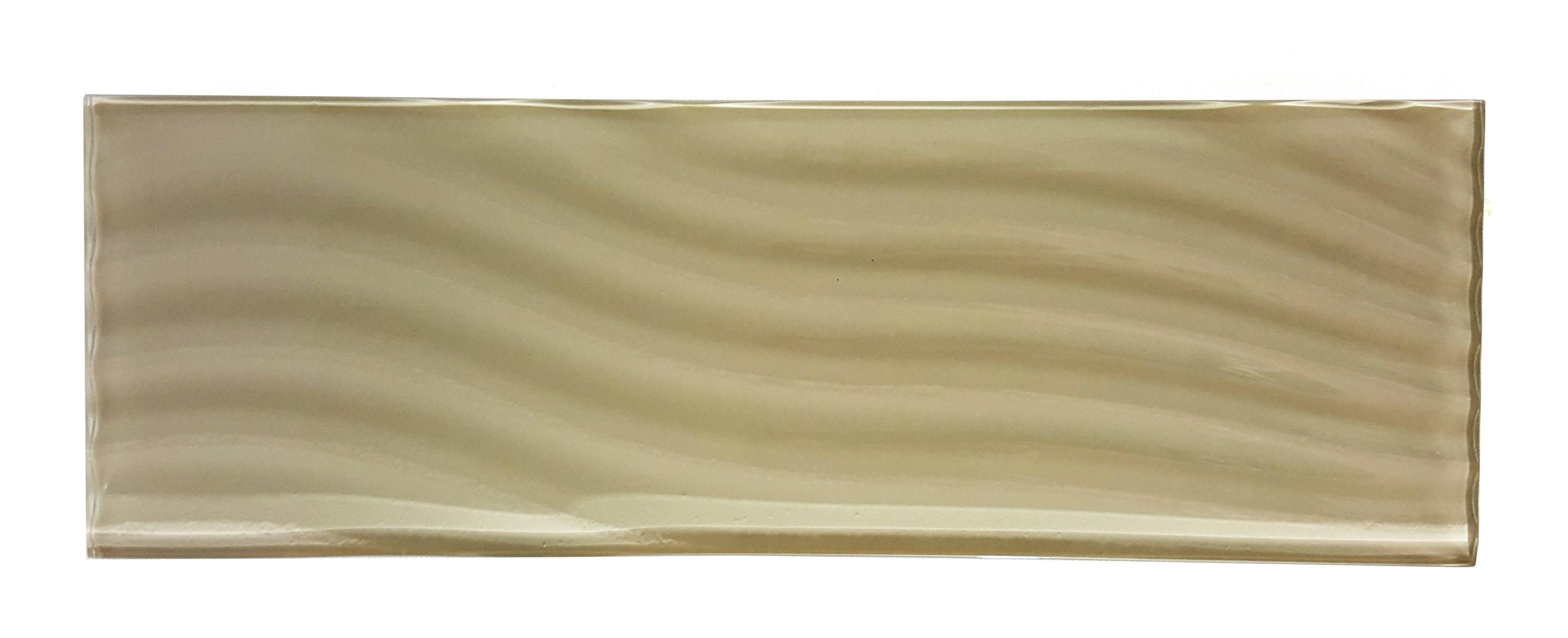 Abolos Pacific 4 in. x 12 in. Textured Glass Straight Edge Subway Decorative Kitchen & Bathroom Wall Tile