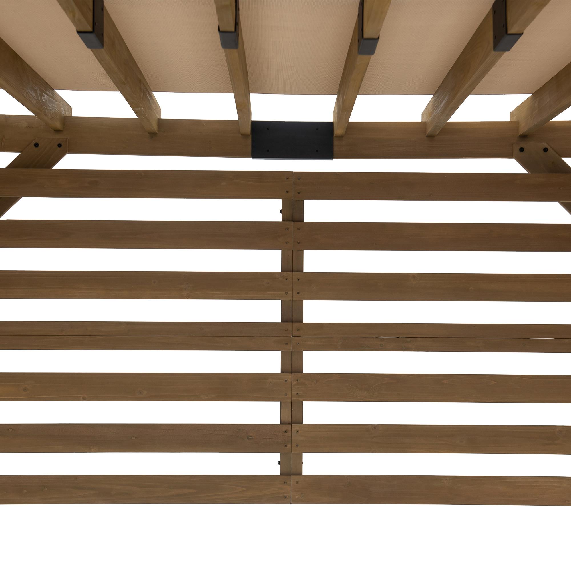 Sunjoy Cedar Pergola 10 x 11 ft. Wooden Hot Tub Pergola with Adjustable Canopy and Privacy Screen