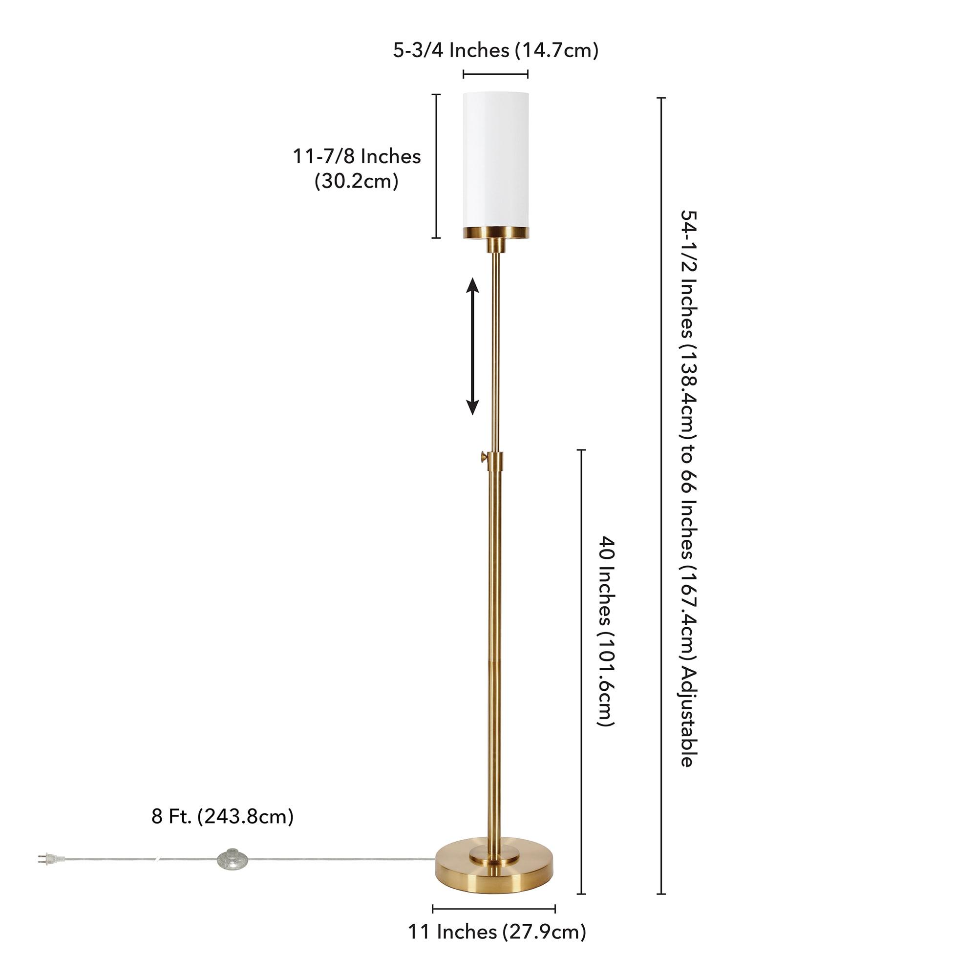 Evelyn&Zoe Frieda 66" Tall Floor Lamp with Glass Shade in Brass/White Milk
