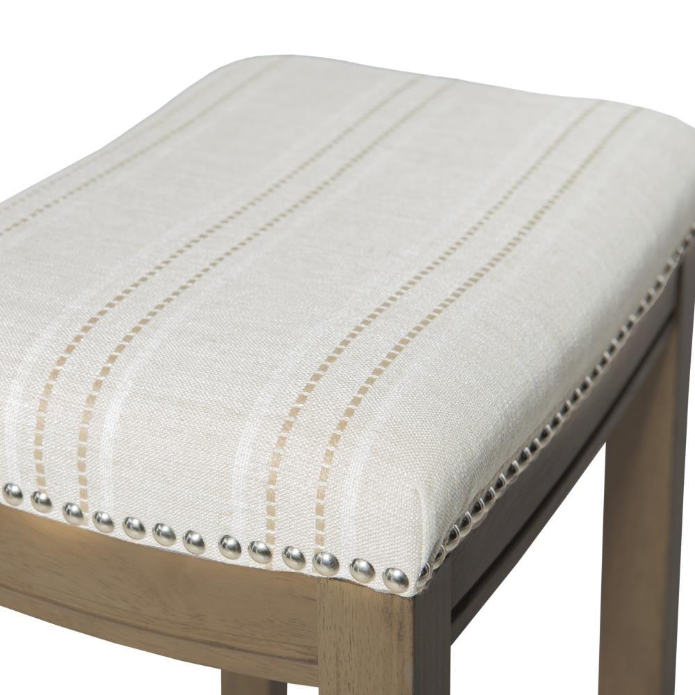 Claridge Backless Nailhead Saddle Counter Height Barstool Natural Stripe - Linon