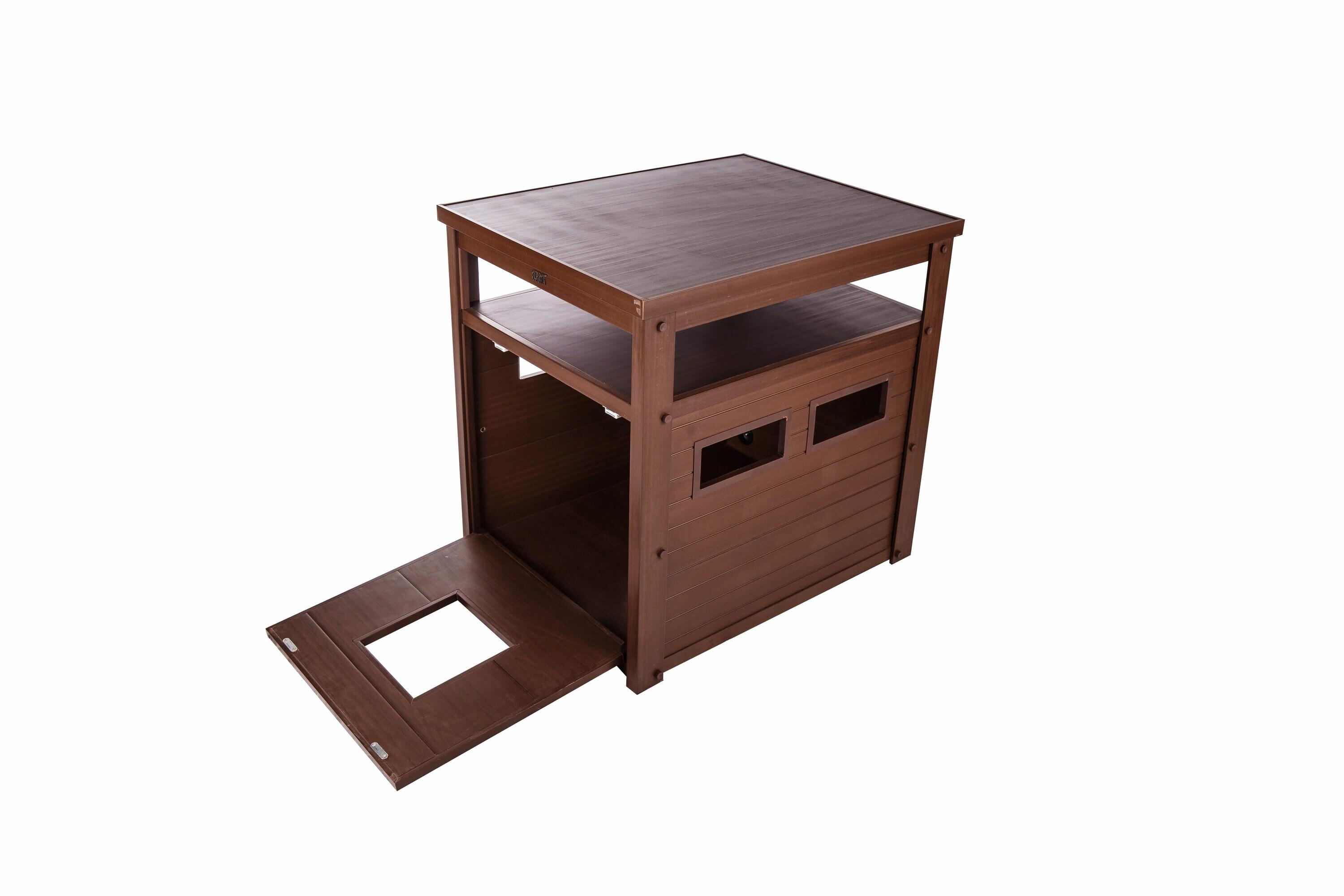 New Age Pet® ECOFLEX® Litter Loo® Litter Box Enclosure End Table, Durable and Eco-Friendly Wood Plastic Composite, Easy to Clean, Flip Down Door for Simple Cleanup, No Tool Assembly- Russset Brown