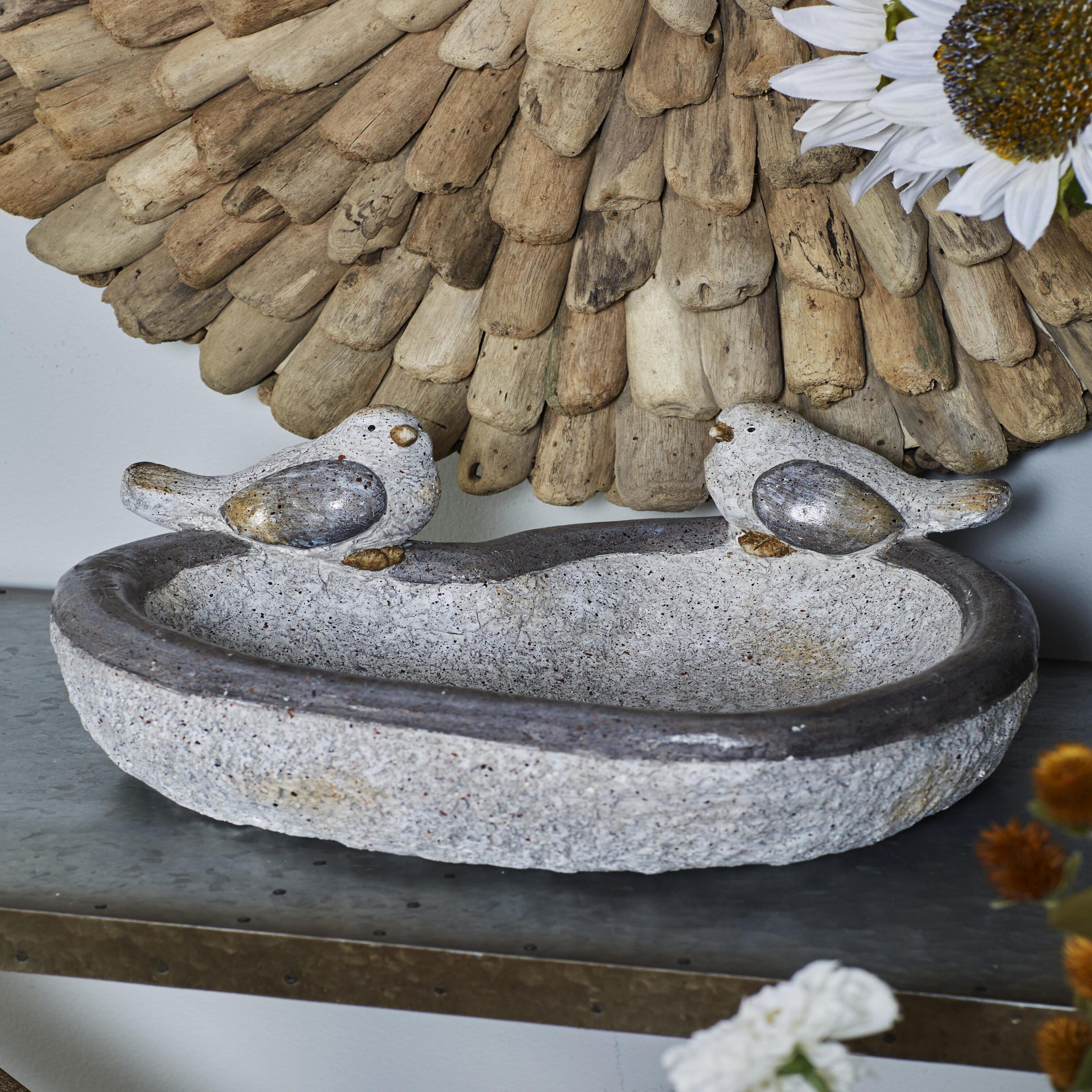 DecMode 6" Indoor Outdoor Bird Garden Sculpture with Bath Bowl