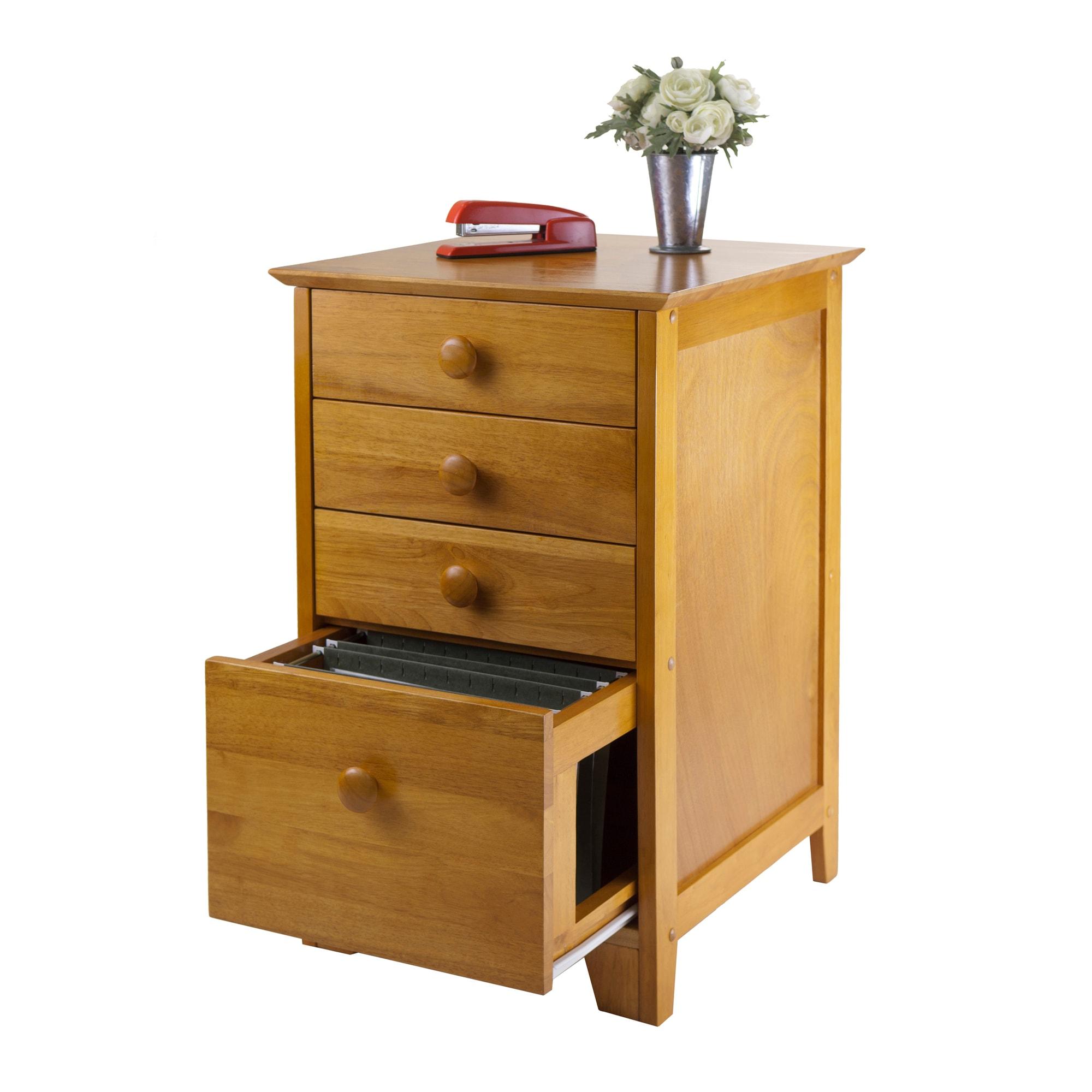 4 Drawers Studio File Cabinet Honey Brown - Winsome: Vertical Storage, Home Office, L-Shaped Desk Compatible