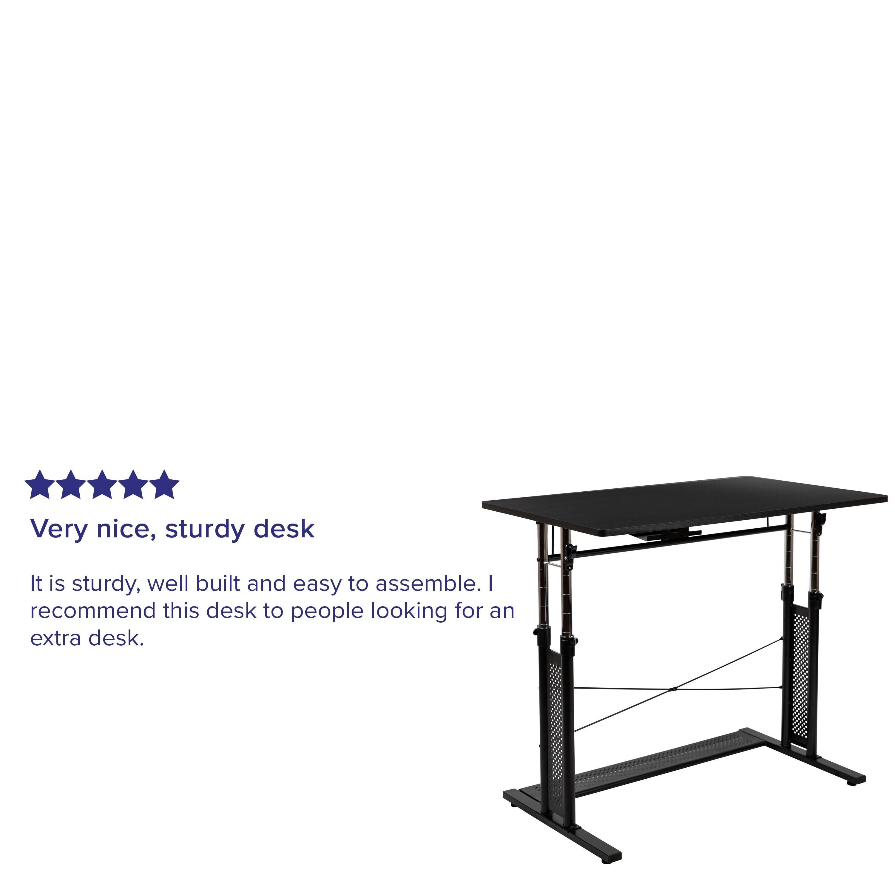 Flash Furniture Height Adjustable (27.25-35.75"H) Sit to Stand Home Office Desk - Black