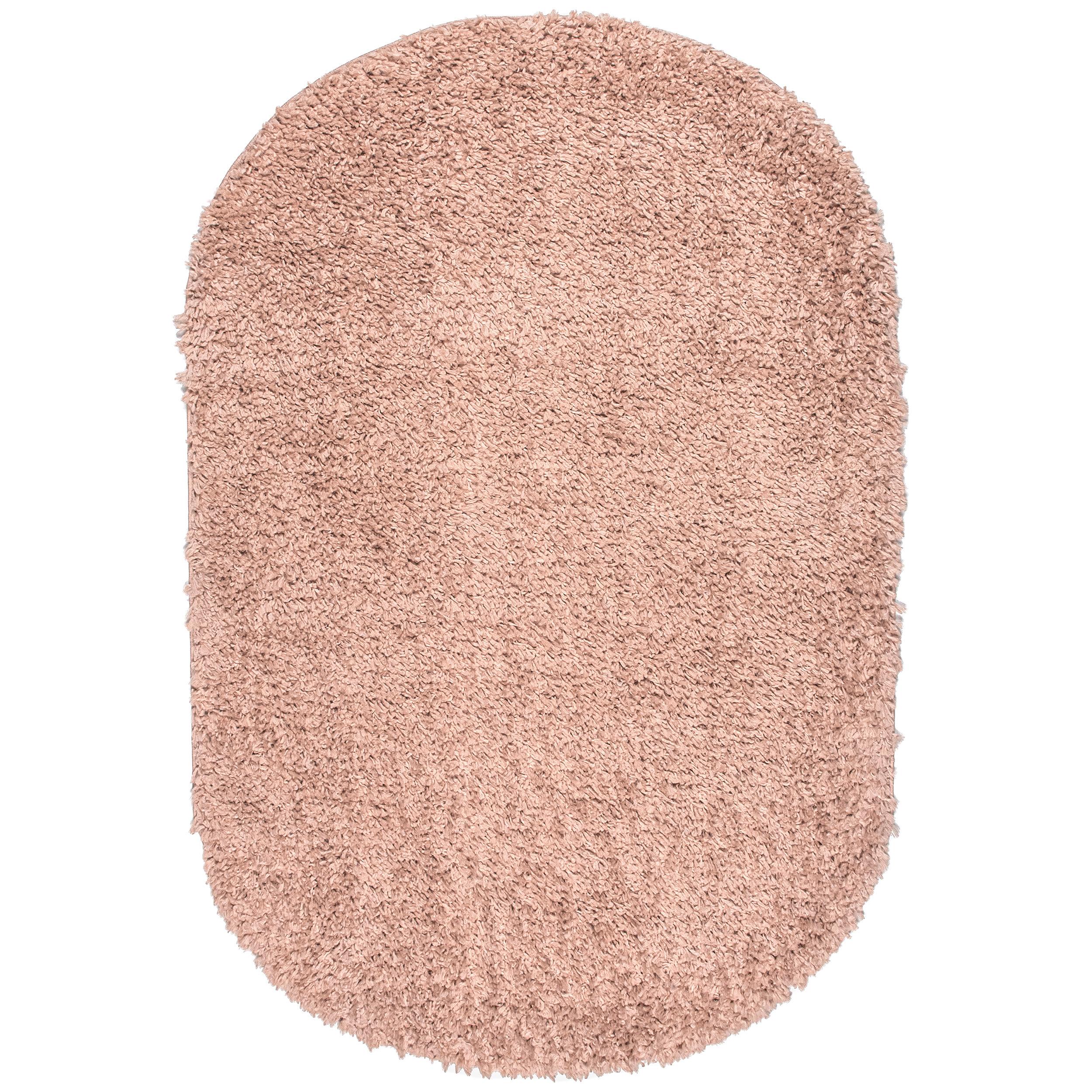 Bohemian Bliss Pink Tasseled Shag Oval Rug, 79" Easy Care