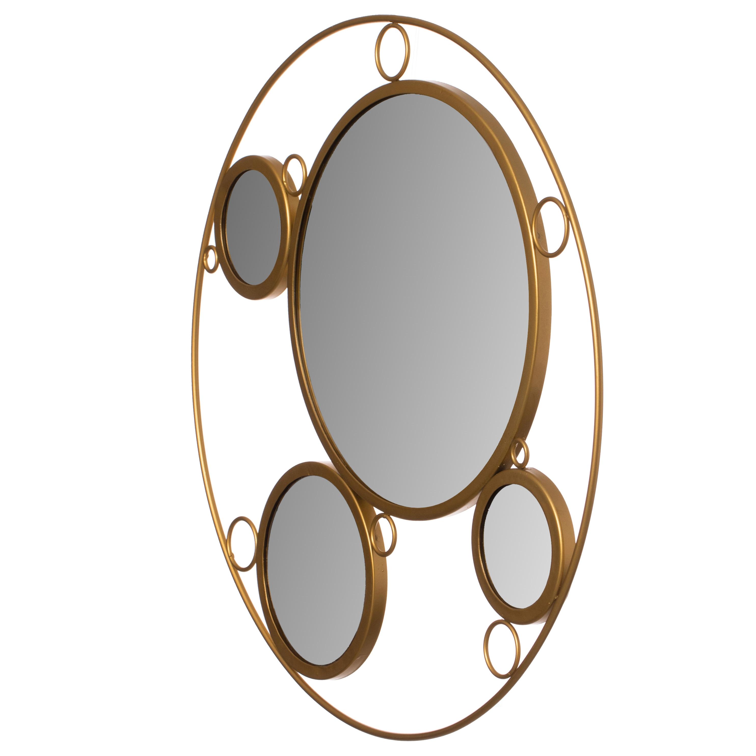 Mercer41 Hildebert Decorative 19.75-inch Round Frame Gold Modern Accent Mirror with 4 Glass Mirror Balls