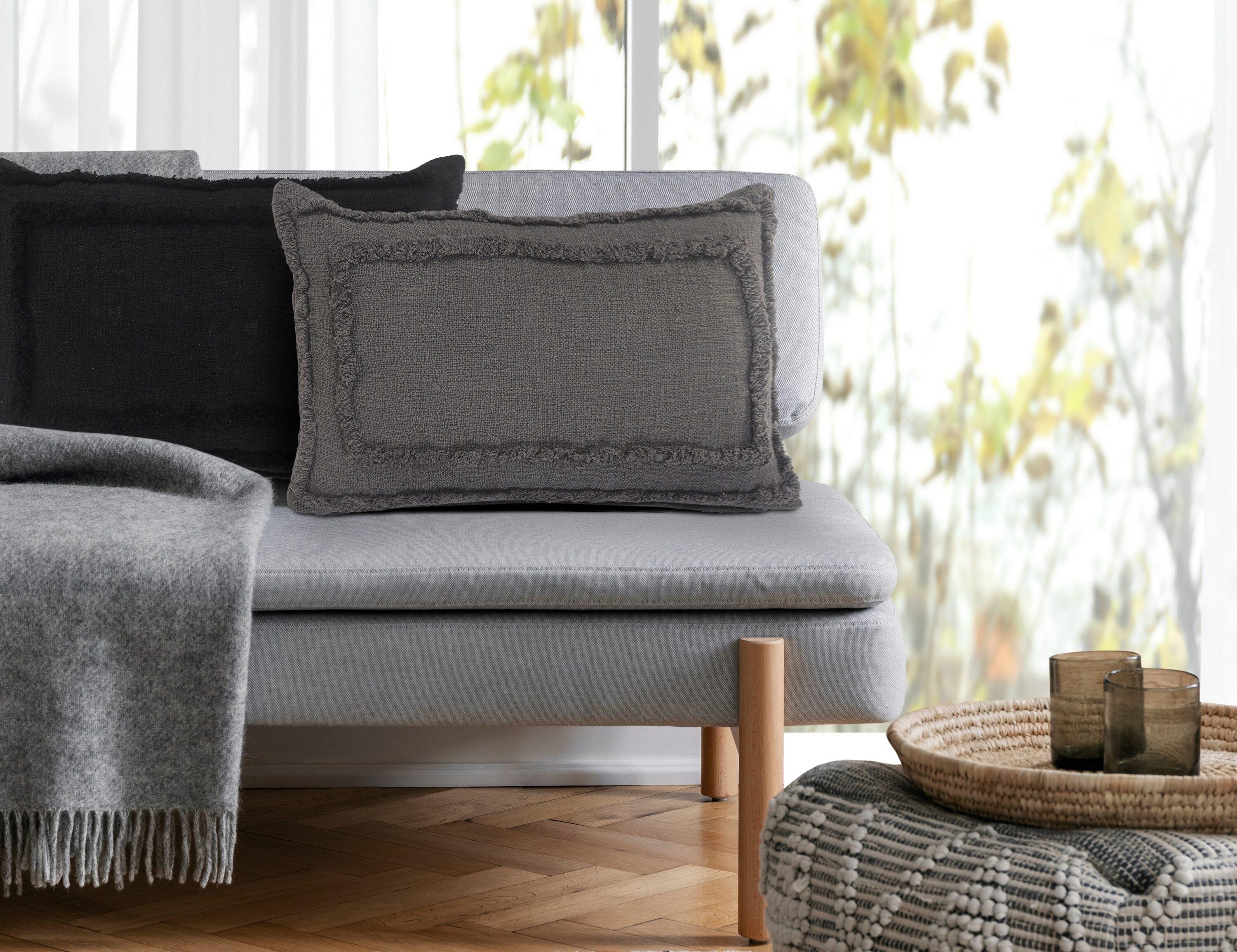 Ox Bay Modern Tufted Solid Lumbar Throw Pillow, 16" x 24" , Gray