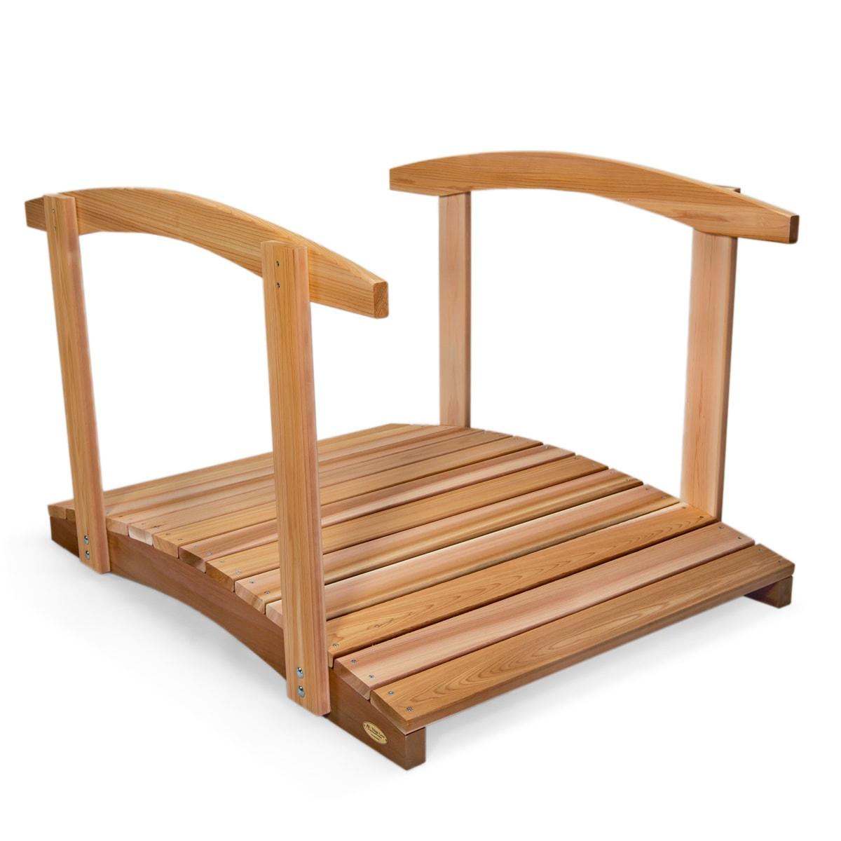 All Things Cedar FB48-R Garden Foot Bridge Platform with Hand Rails, Brown