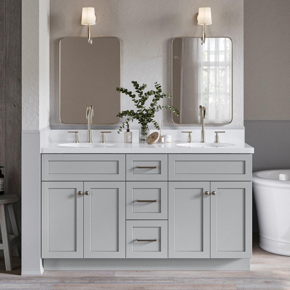 Ariel F061dwqovo Hamlet 61" Free Standing Double Basin Vanity Set - Grey / Pure White Top