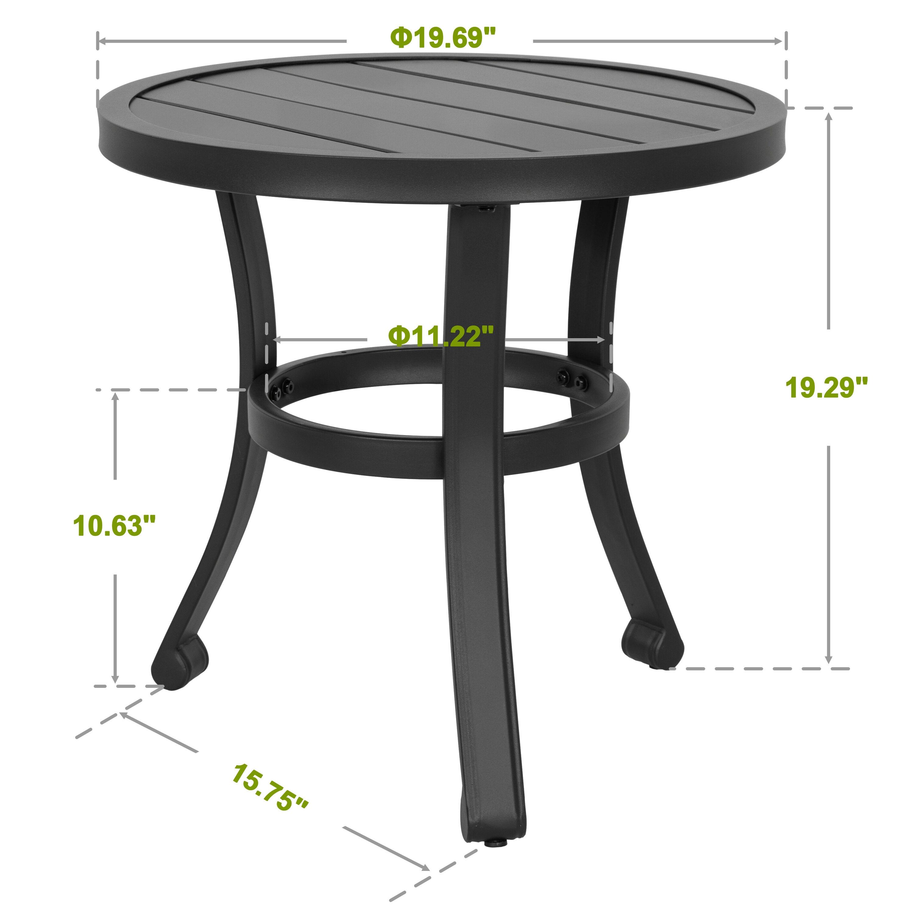 Nuu Garden Outdoor Metal Side Table, Weather Resistant 20’’ Patio Table, Outdoor Bistro Table, Outside End Table for Patio, Pool, Deck, Balcony, Porch, Outdoor or Indoor Use, Black