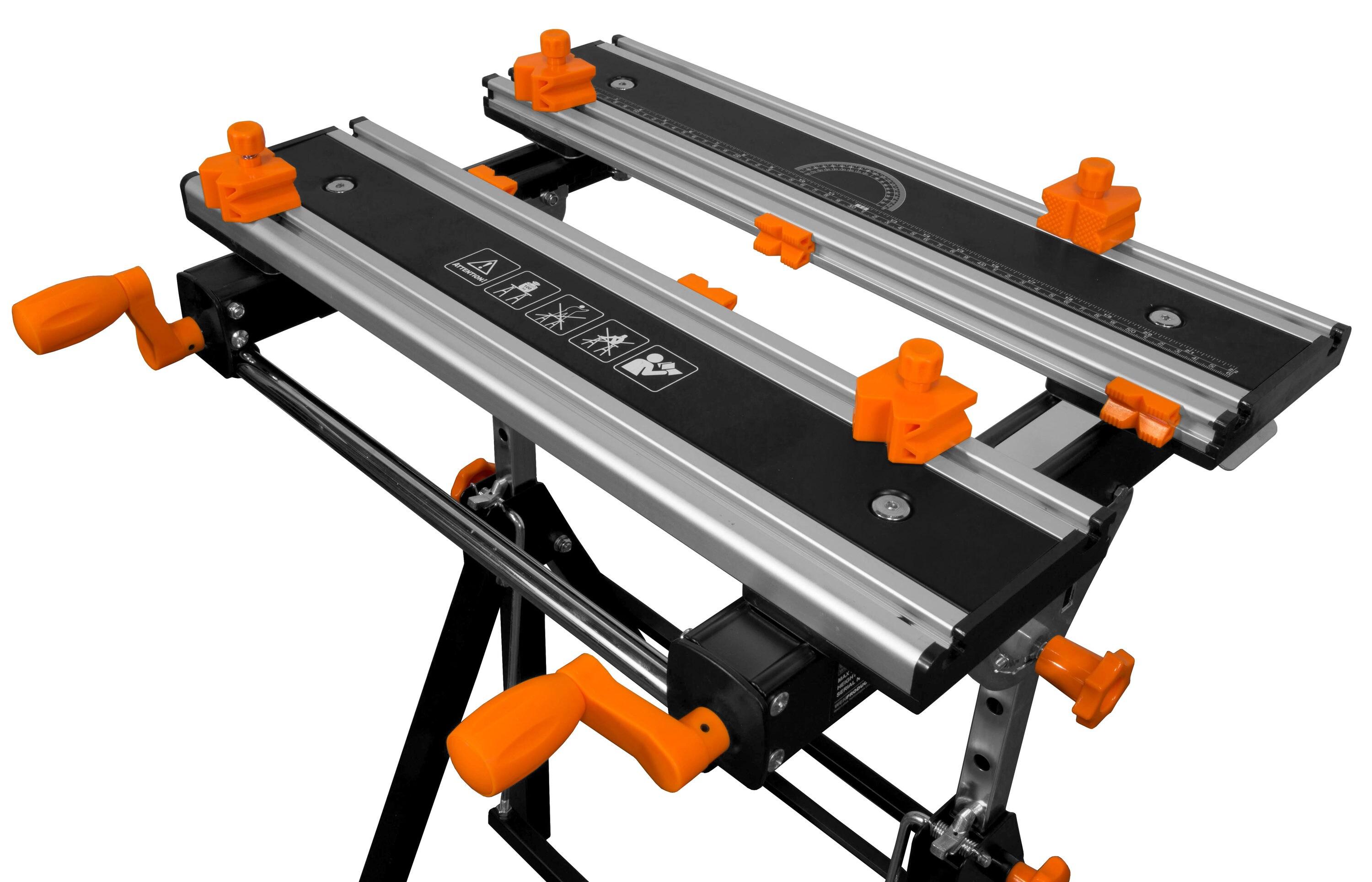 WEN 24-Inch Height Adjustable Tilting Steel Portable Work Bench and Vise with 8 Sliding Clamps