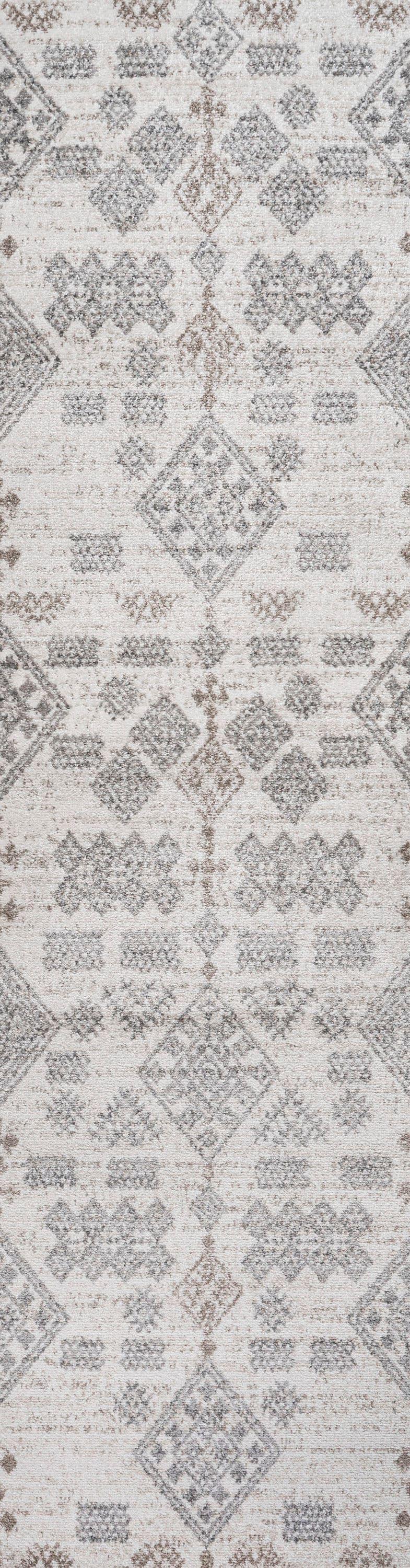 2'x10' Bhalil Berber Diamond Geometric Runner Rug, Beige - JONATHAN Y