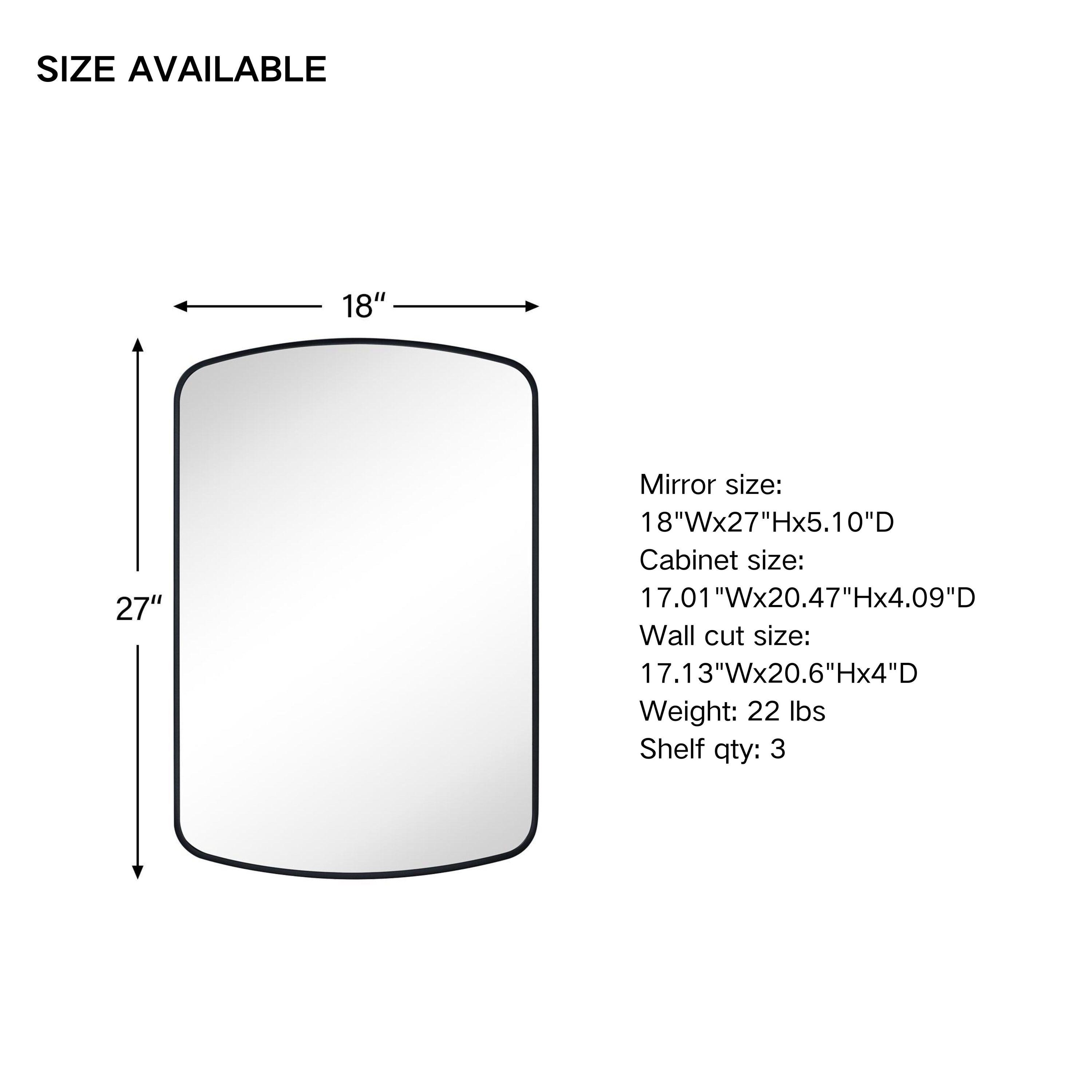 TEHOME 18 in. W x 27 in. H Arched Recessed and Surface Mount Metal Framed Bathroom Medicine Cabinet with Mirror in Brushed Gold