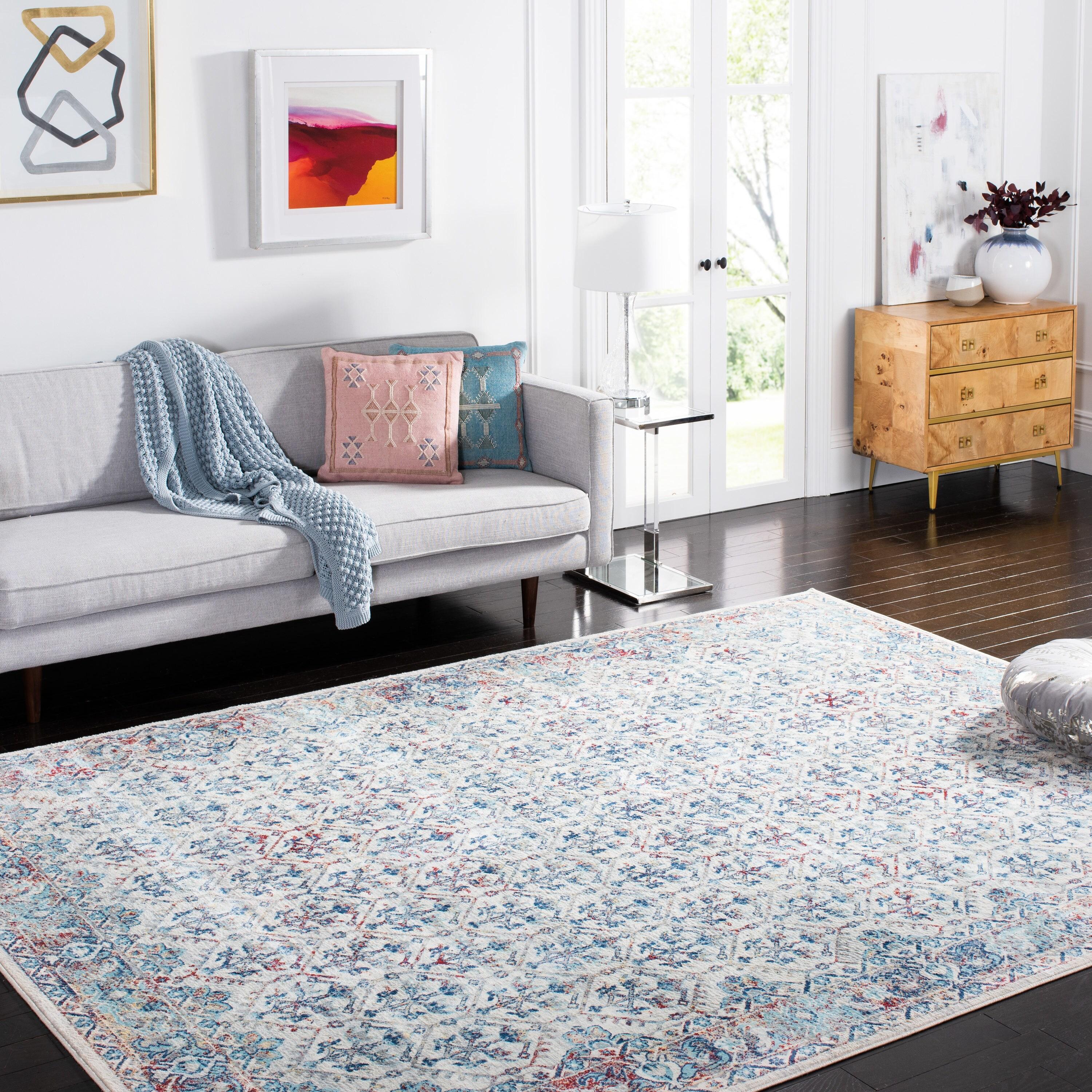 Brentwood BNT869 Power Loomed Area Rug - Ivory/Blue - 6'x9' - Safavieh.