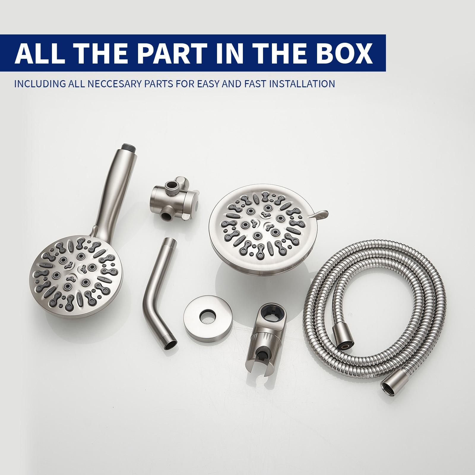 Single Handle 1-Spray Round Rain Shower Faucet Combo Set with Dual Function Pressure Balance Valve