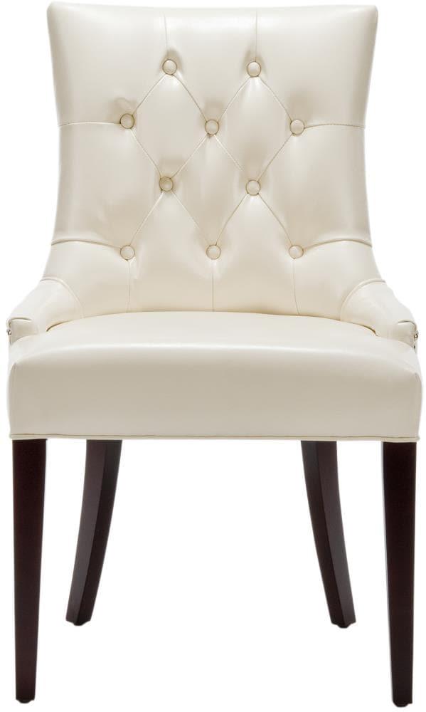 Amanda 19"H Tufted Chair with Nickel Nail Heads - Flat Cream - Safavieh