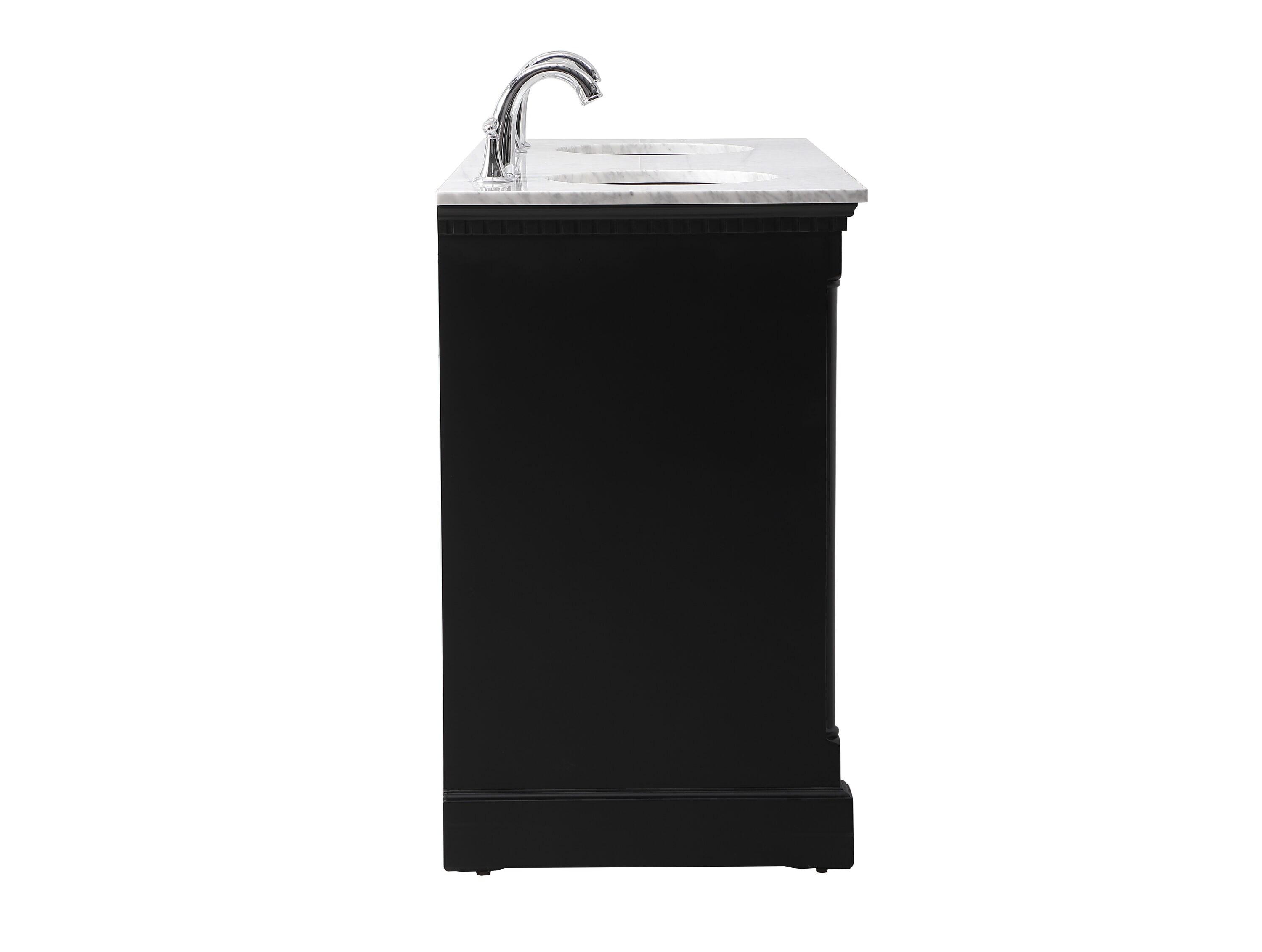 Elegant Decor Clarence 60" Solid Wood Metal Double Bathroom Vanity Set in Black