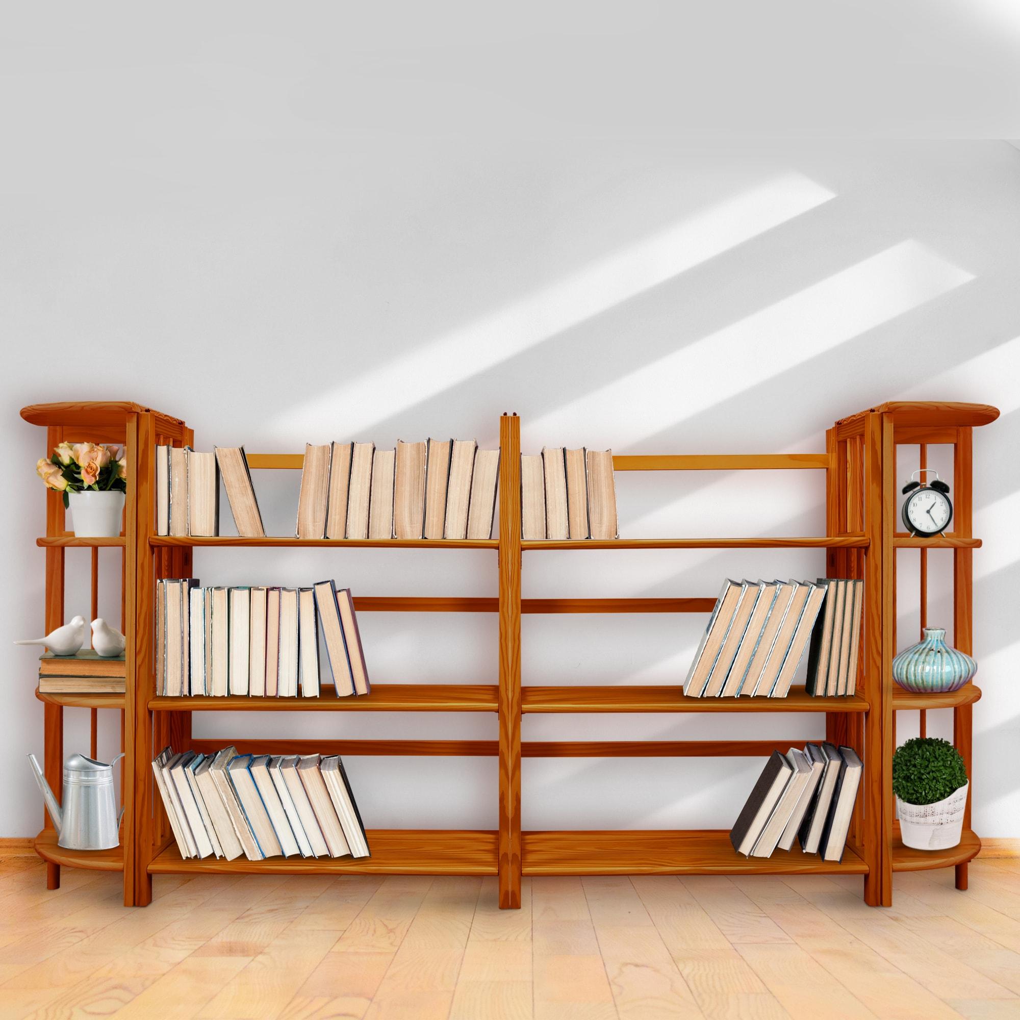 Casual Home 4-Shelf Corner Folding Bookcase-Color:Natural