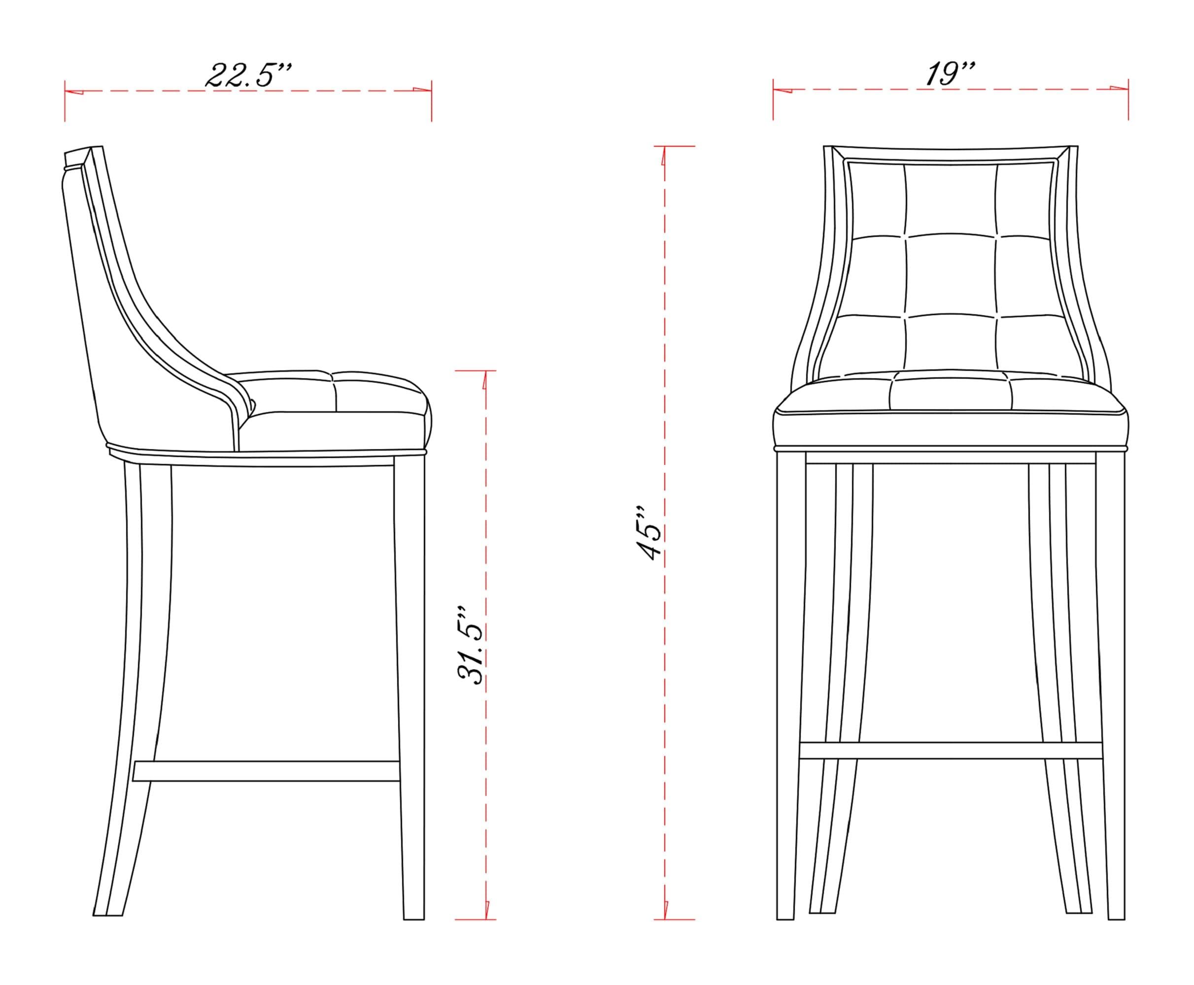 Fifth Avenue Upholstered Beech Wood Faux Leather Barstool Bronze - Manhattan Comfort: Elegant, No Assembly Required, Fixed Height