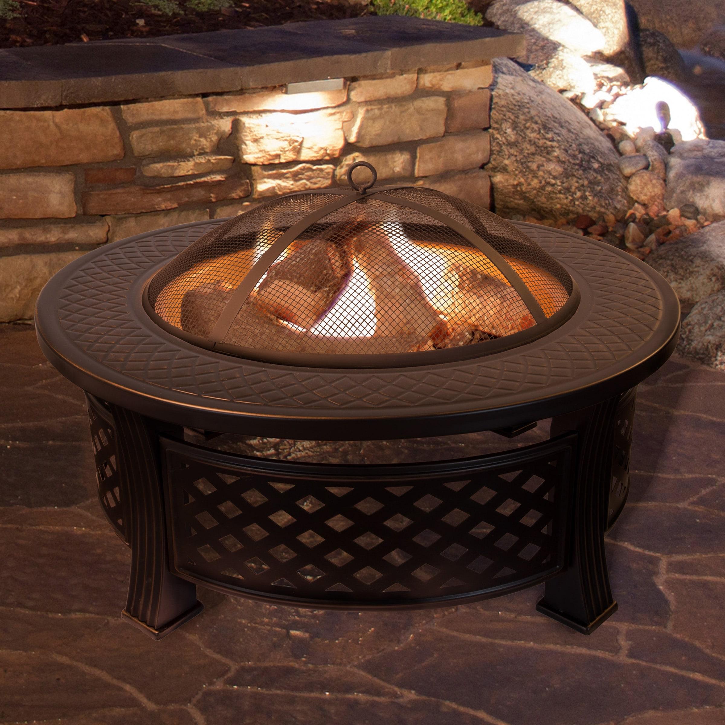 Nature Spring Wood-Burning Round Steel Patio Ring Fire Pit - 32",