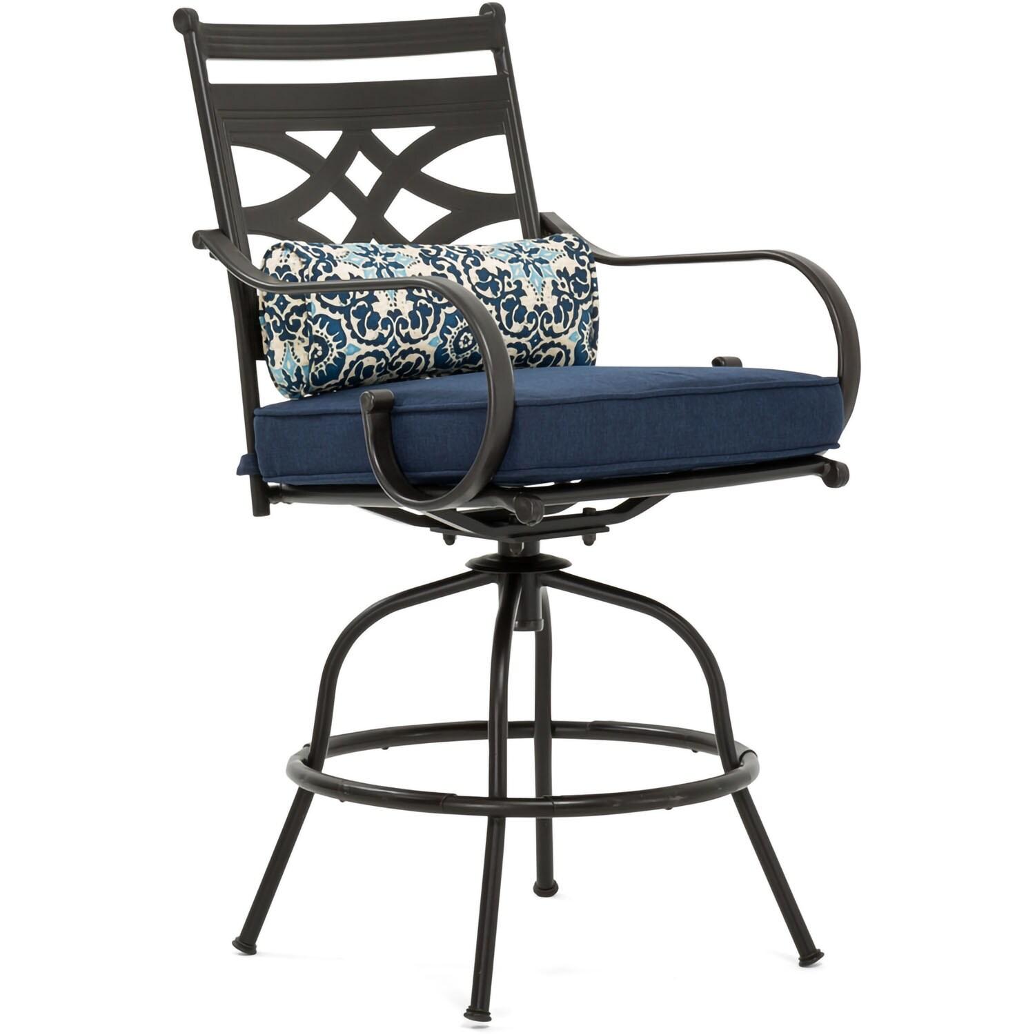 Hanover Montclair 3 Pcs Steel Outdoor High-Dining Set, Navy Blue