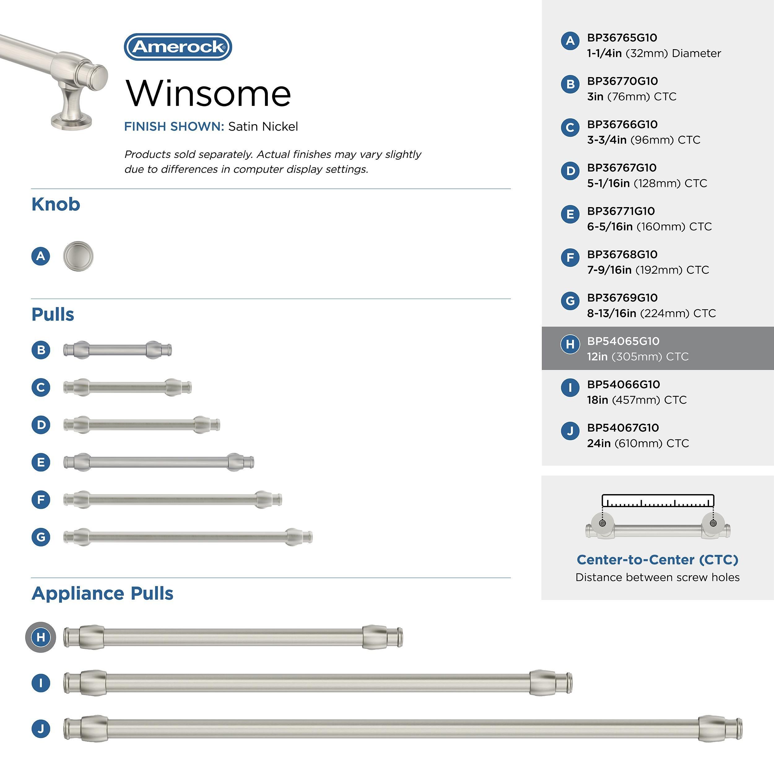 Amerock Winsome 12 inch (305mm) Center-to-Center Satin Nickel Appliance Pull