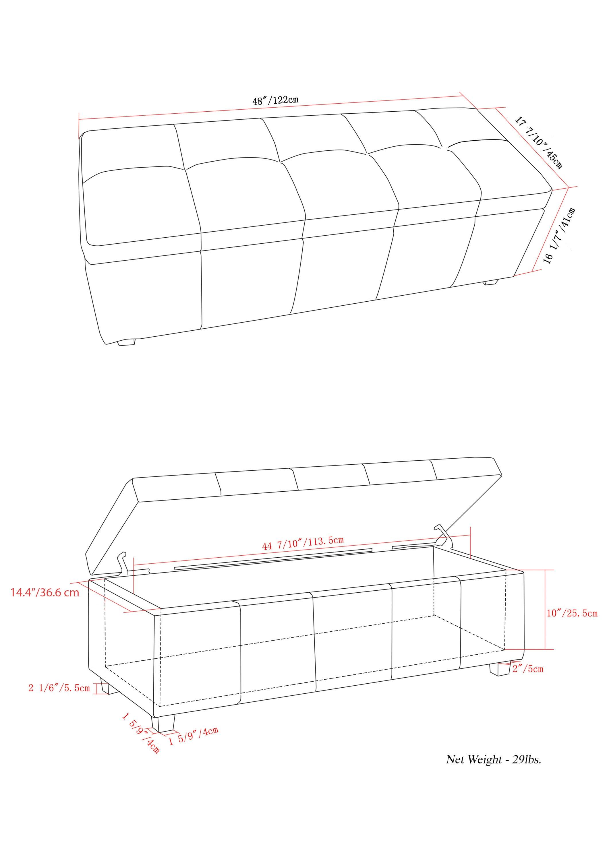 Simpli Home Castleford Large Storage Ottoman Bench